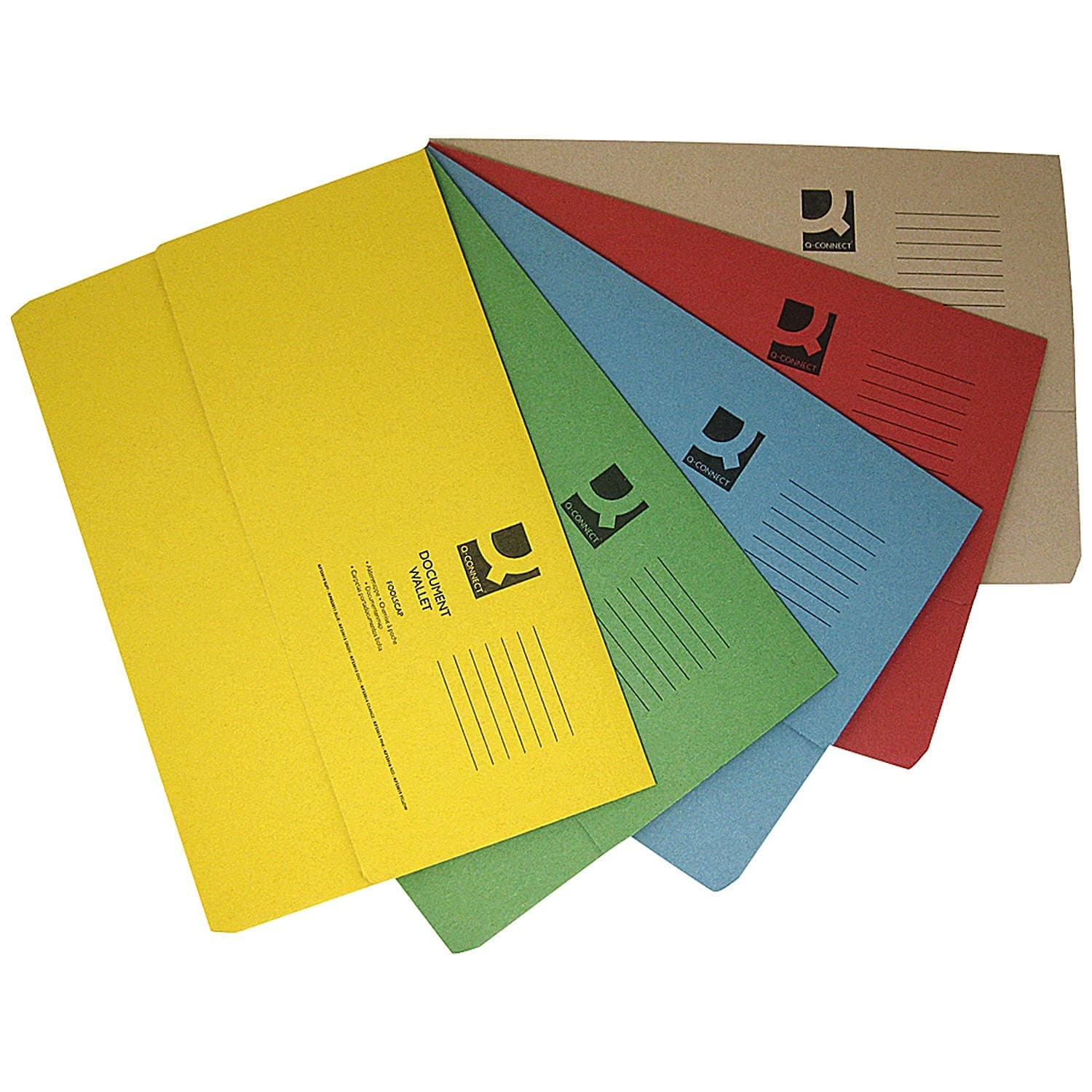 Q-Connect Document Wallets Foolscap Assorted (Pack of 50) KF01490