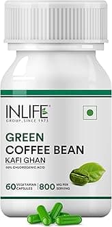 INLIFE Green Coffee Beans Extract Capsules | With 50% Chlorogenic Acid | Ayurvedic Herbal Supplement - 800mg - 60 Vegetarian Capsules (Pack of 1, 60)