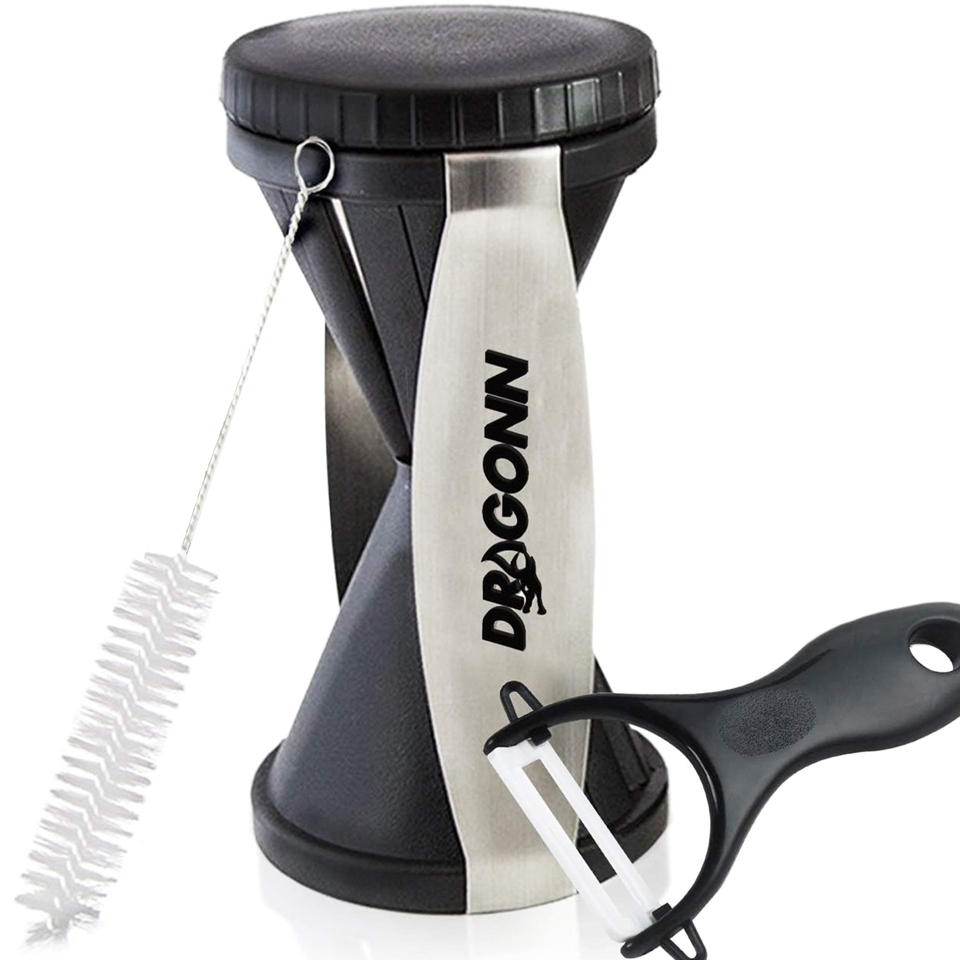 DRAGONN Vegetable Spiralizer - Complete Vegetable Spiral Slicer Bundle - Veggie Cutter - Zucchini Pasta Maker - Spaghetti Maker - Zoodle & Noodle Maker - Cleaning Brush, Storage Bag and Ceramic Peeler