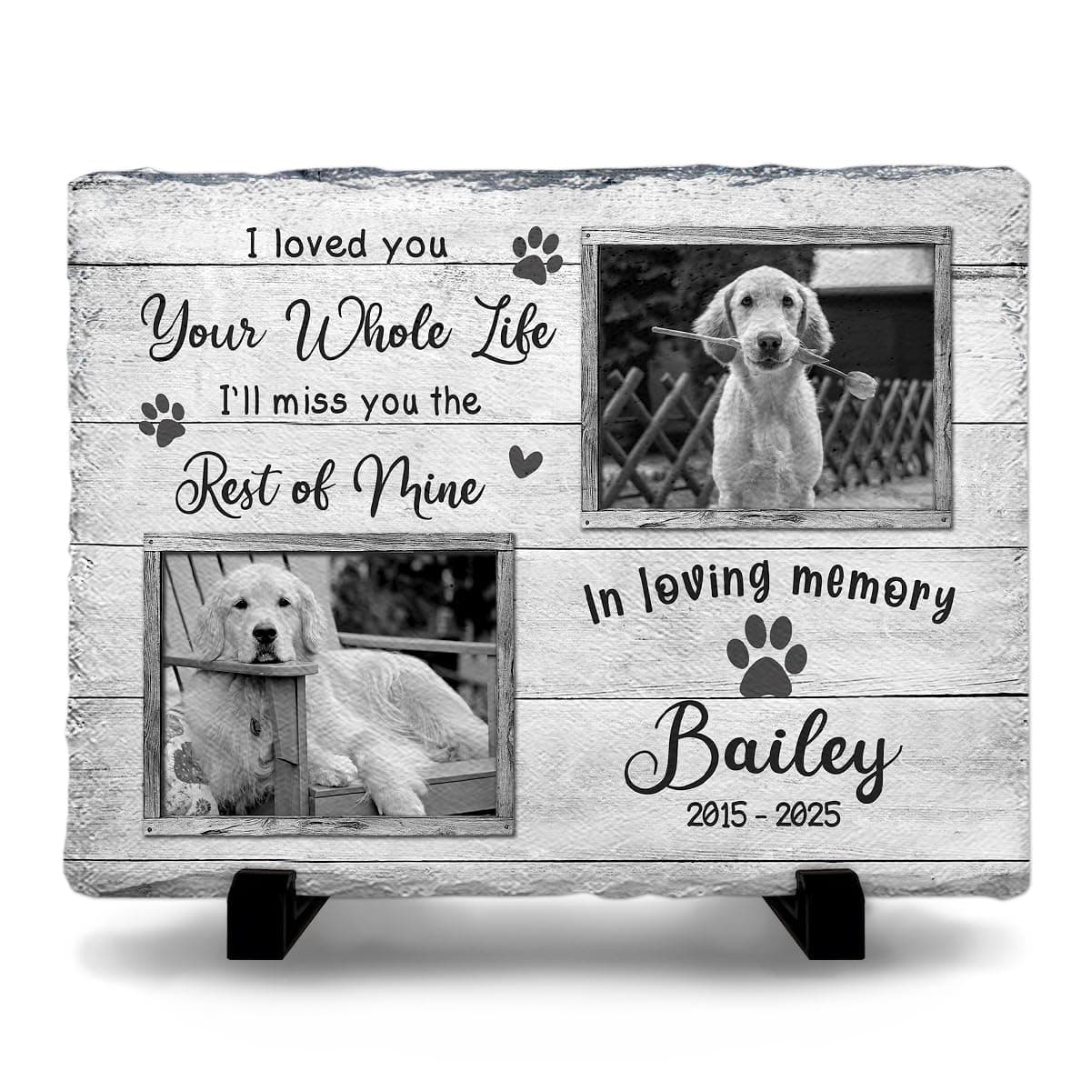 Personalized Rectangle Shaped Memorial Headstones for Dog Cat Passing Away - in Loving Memory Gifts for Condolences - Plaque Color to Show Vibrancy of Your Furry Friends for Pet Lovers