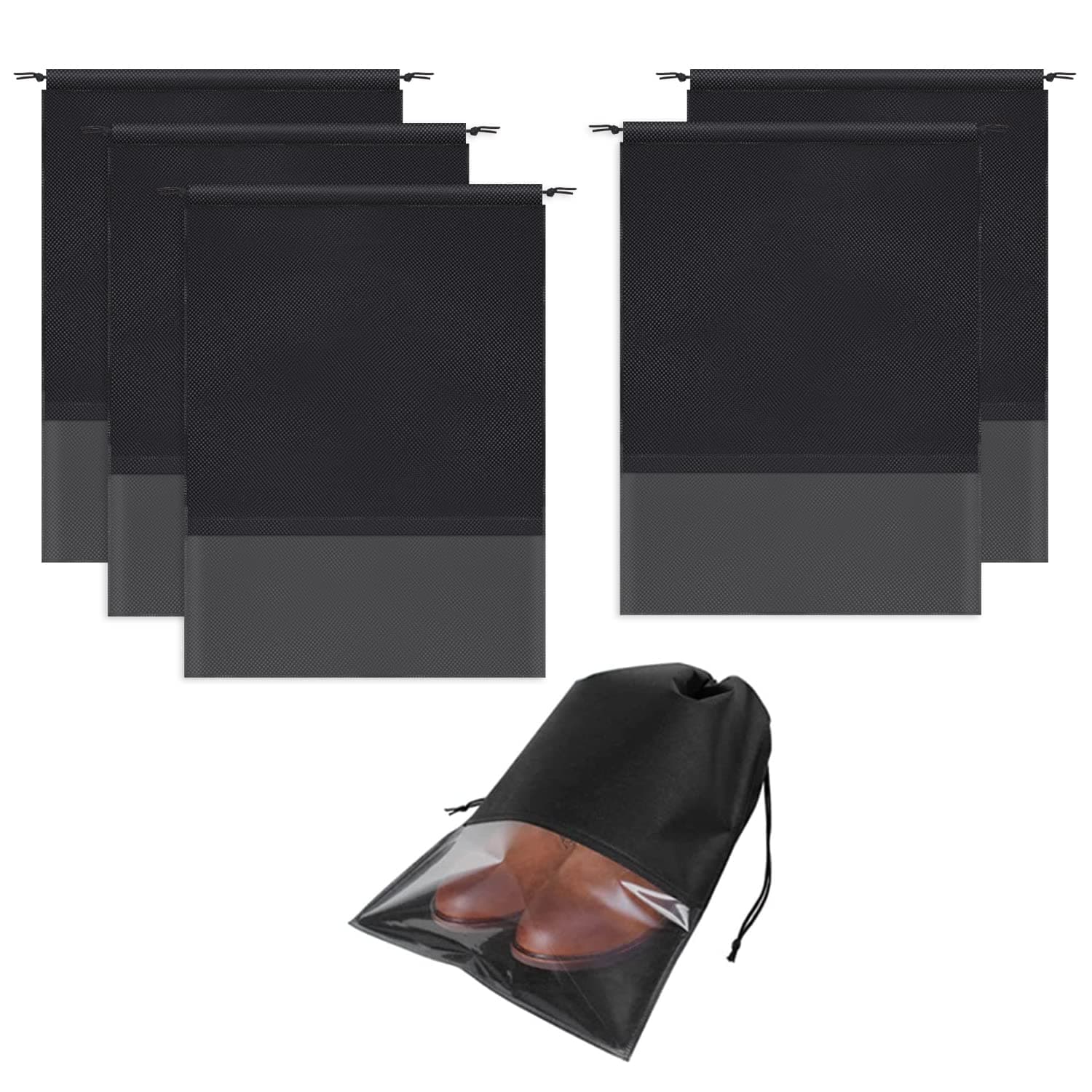5 pack portable travel shoe bag, space-saving dust-proof storage bag(13 x 17.32 inch)
