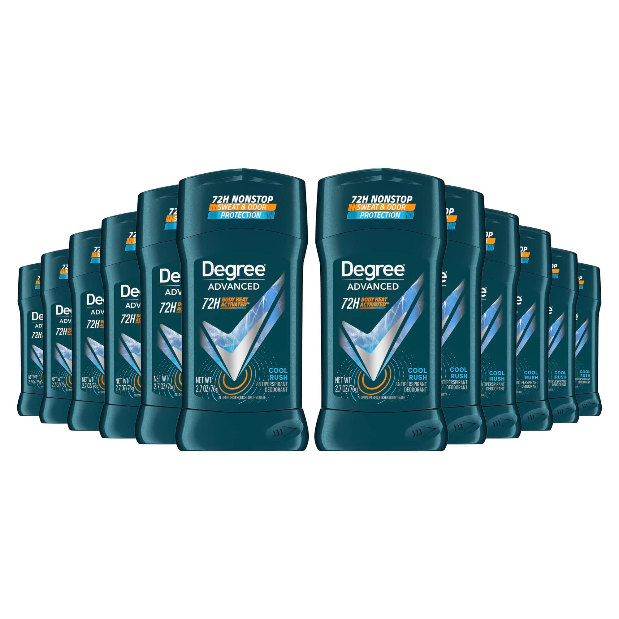 Men Antiperspirant Deodorant Cool Rush 12 Count 72-Hour Sweat and Odor Protection Antiperspirant For Men With Body Heat Activated Technology 2.7 oz