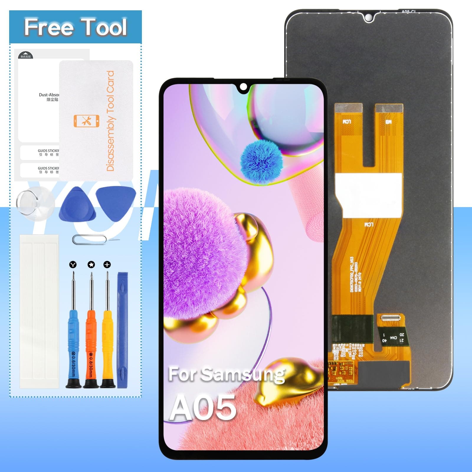 Screen Replacement for Samsung Galaxy A05 SM-A055F, SM-A055F/DS, SM-A055M, SM-A055M/DS 6.7" LCD Display Touch Digitizer Assembly with Repair kits