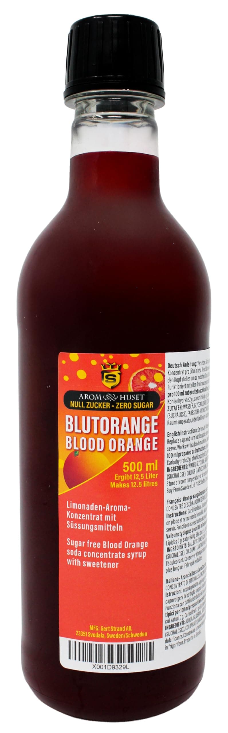 Zero Sugar Blood Orange Soda Syrup Concentrate 500 ml - Make 12.5 Litres of Sugar-Free Soft Drink by Adding Flavouring to Carbonated Sparkling Fizzy Water