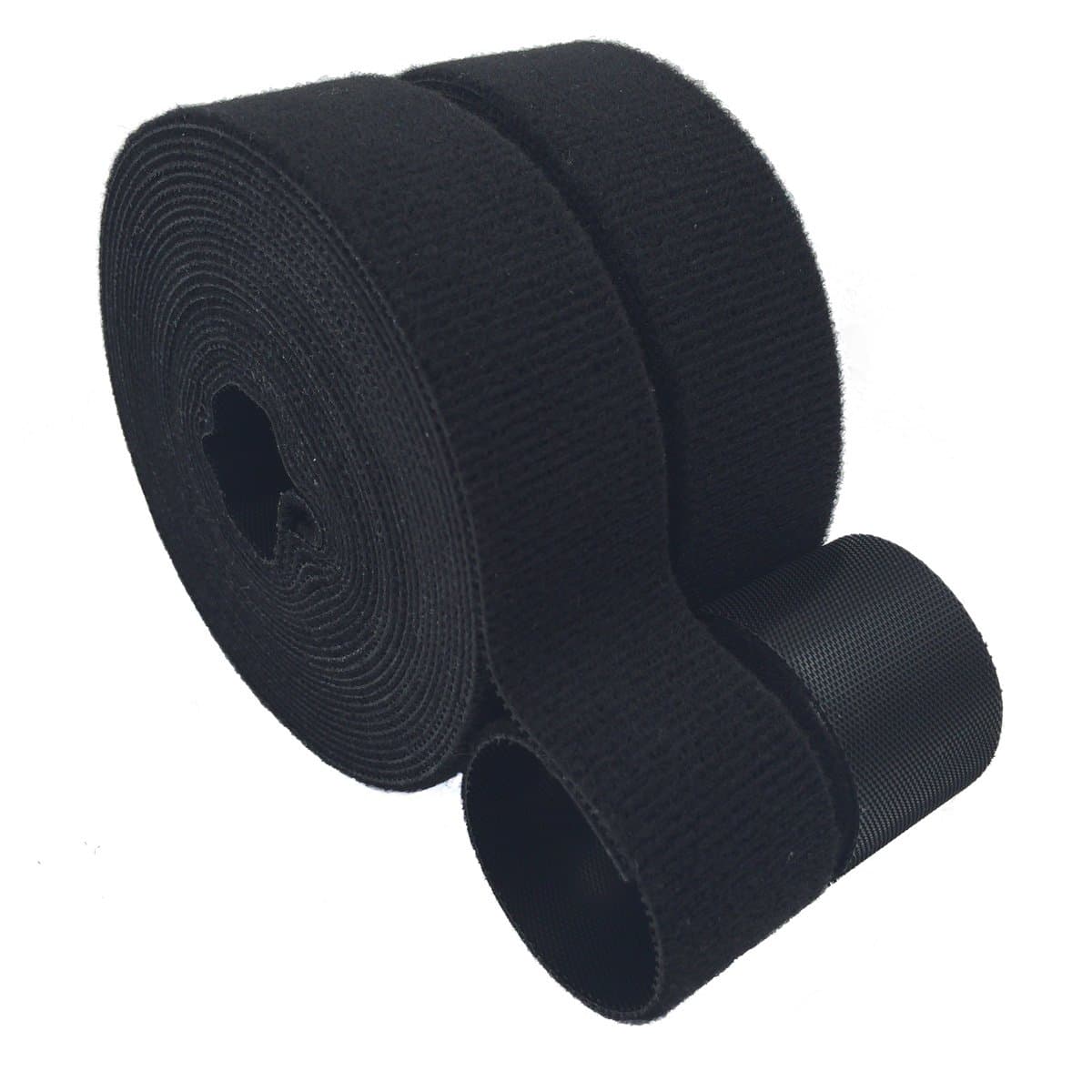 10m Hook and Loop Tape, Black, Fastening Straps (30mm x 5m, Pack of 2 Rolls)