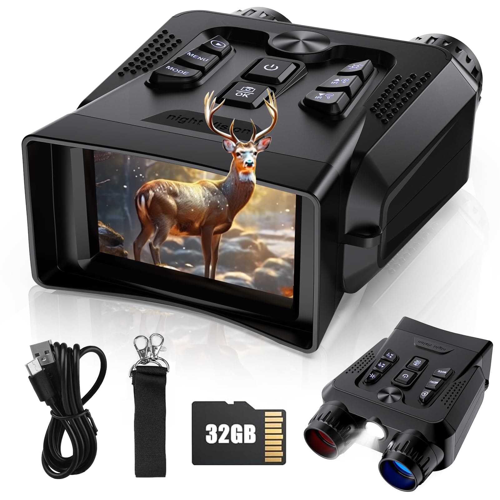 Night Vision Goggles - 4K Night Vision Binoculars for Adults, 3.0” HD Screen 9 Gear Infrared Monocular Camping Night Vision Scope for Men with 32GB TF Card