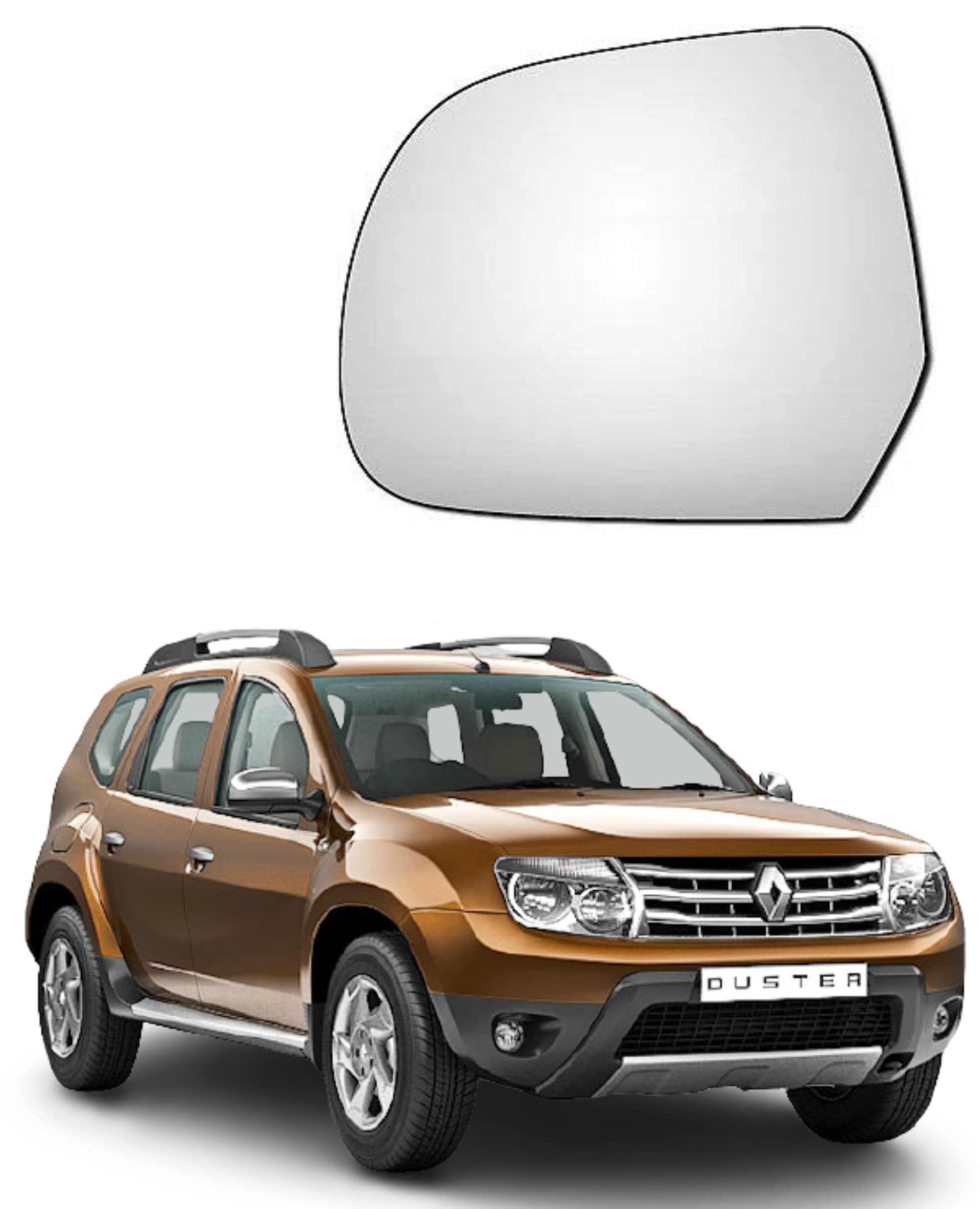 Rear View Mirror Glass (Left/Passenger Side) Compatible with Renault Duster (Type-1) 2012-16