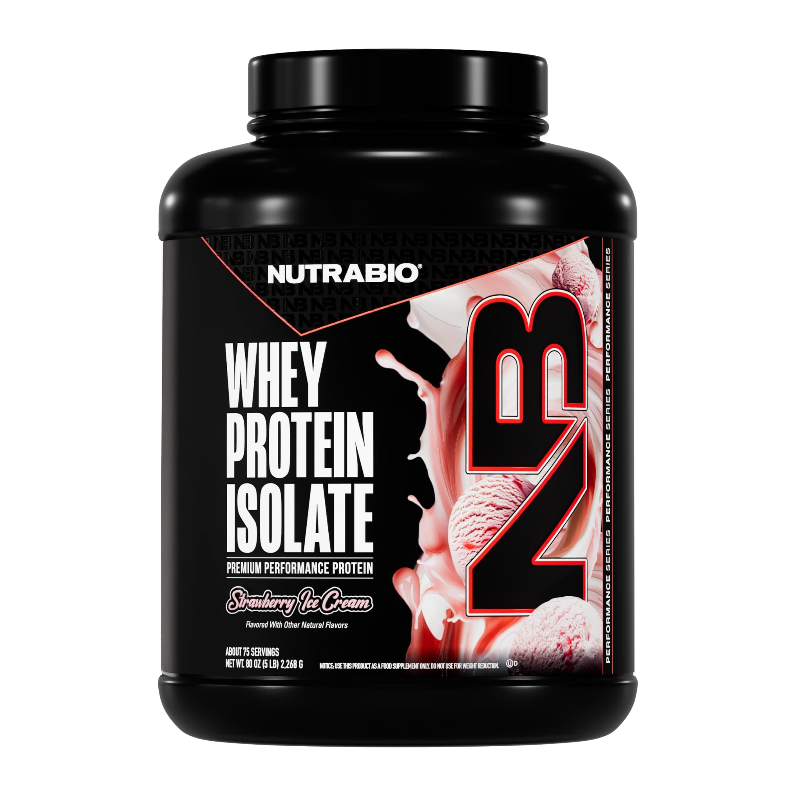 100% Whey Protein Isolate Powder, 25g with Complete Amino Acid Profile, Soy and Gluten Free, Low Carb and Low Calorie, Strawberry Ice Cream, 5 Lbs