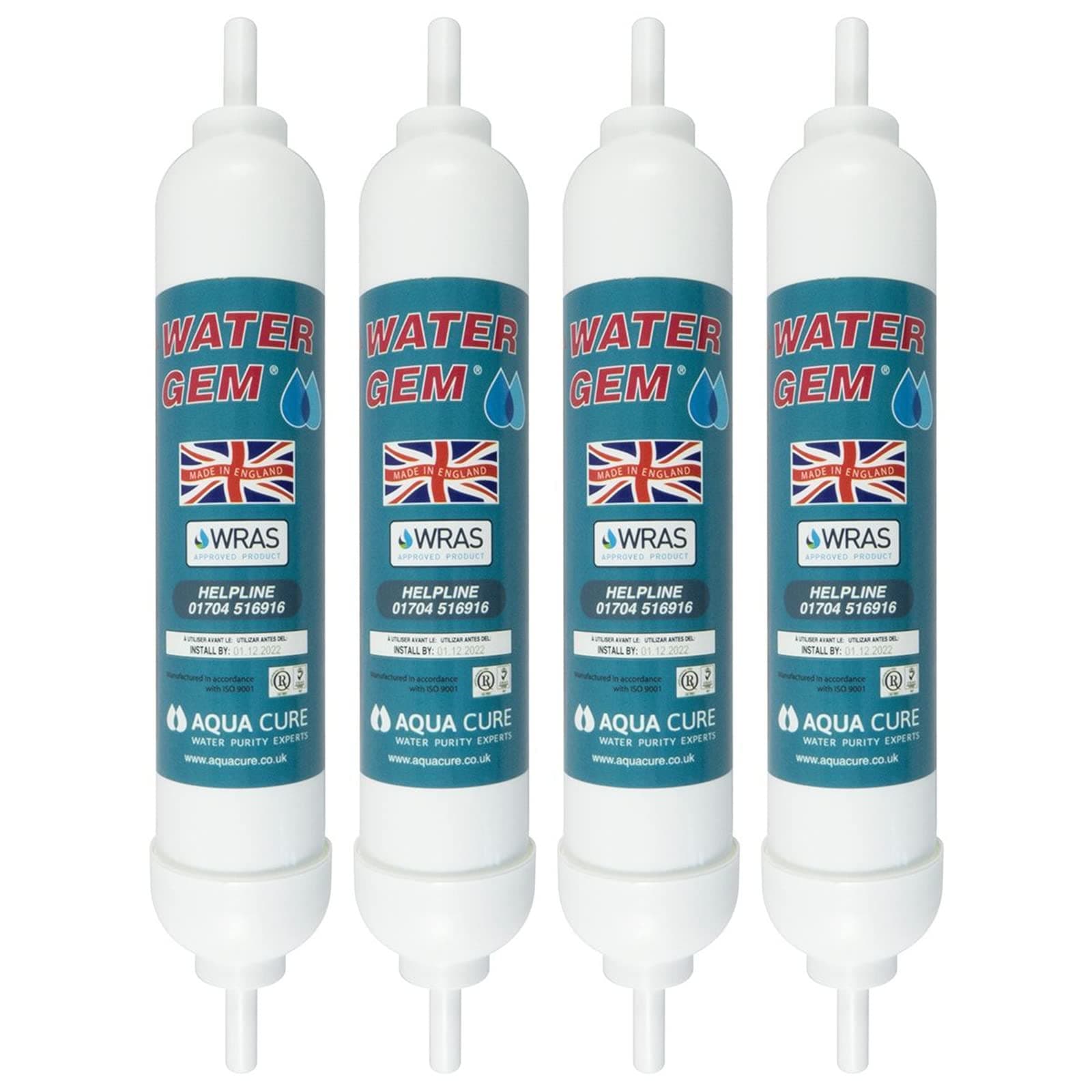 Under Sink Filter System Replacement Inline Filter | Kitchen Tap Water Filter Cartridge | Universal 3/8" Male Stem Filter for Chlorine, Taste, Odour and Scale (4 Pack)