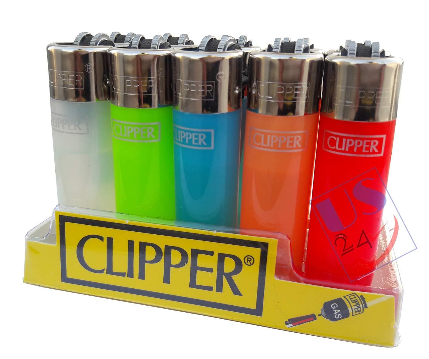 US24 Pack of Clipper Refillable Mini Flame Lighters - 5 pcs