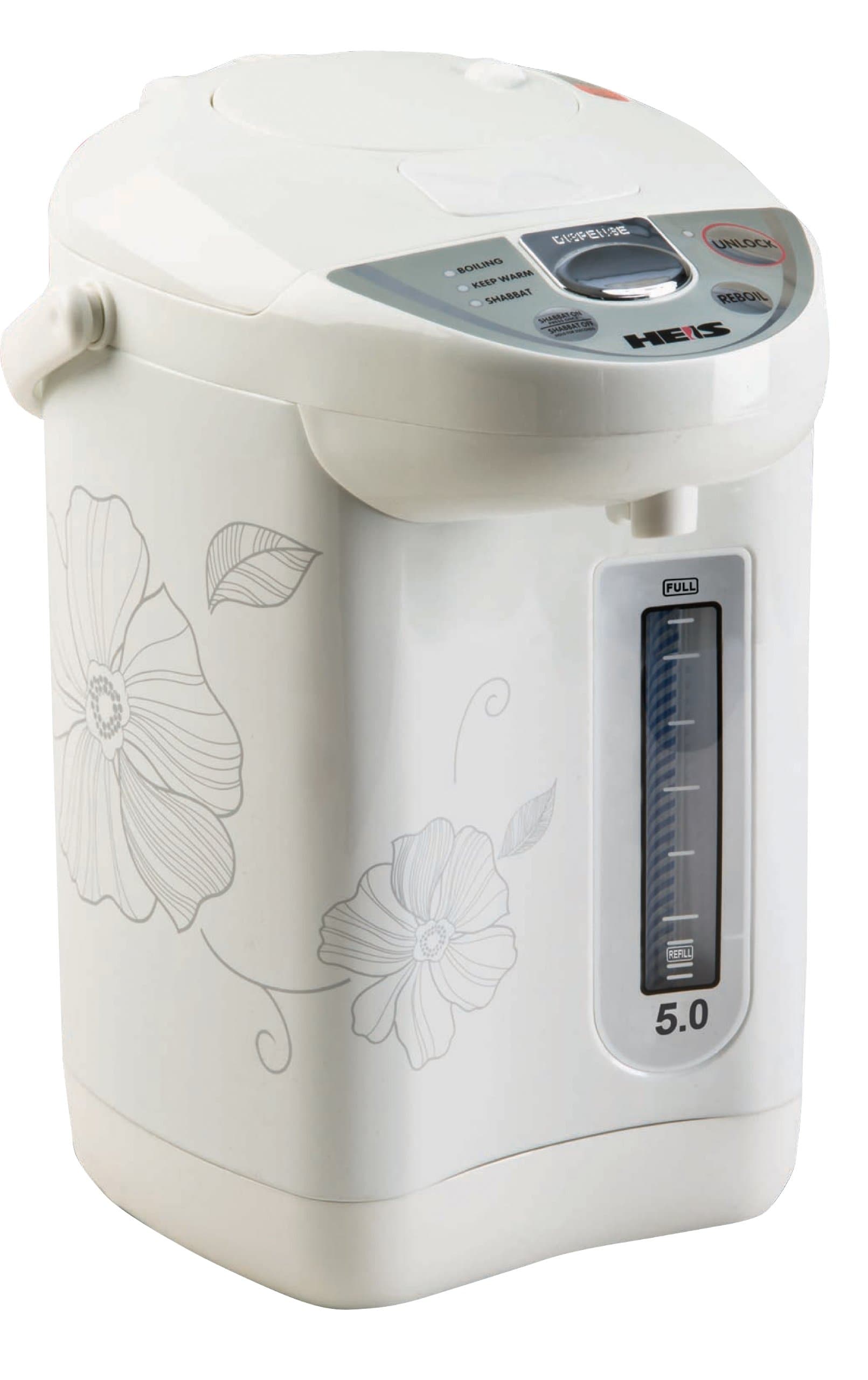 Heis HP7500 5-Quart Hot Water Urn, with Auto & Manuel Water Dispenser, with Shabbos Mode