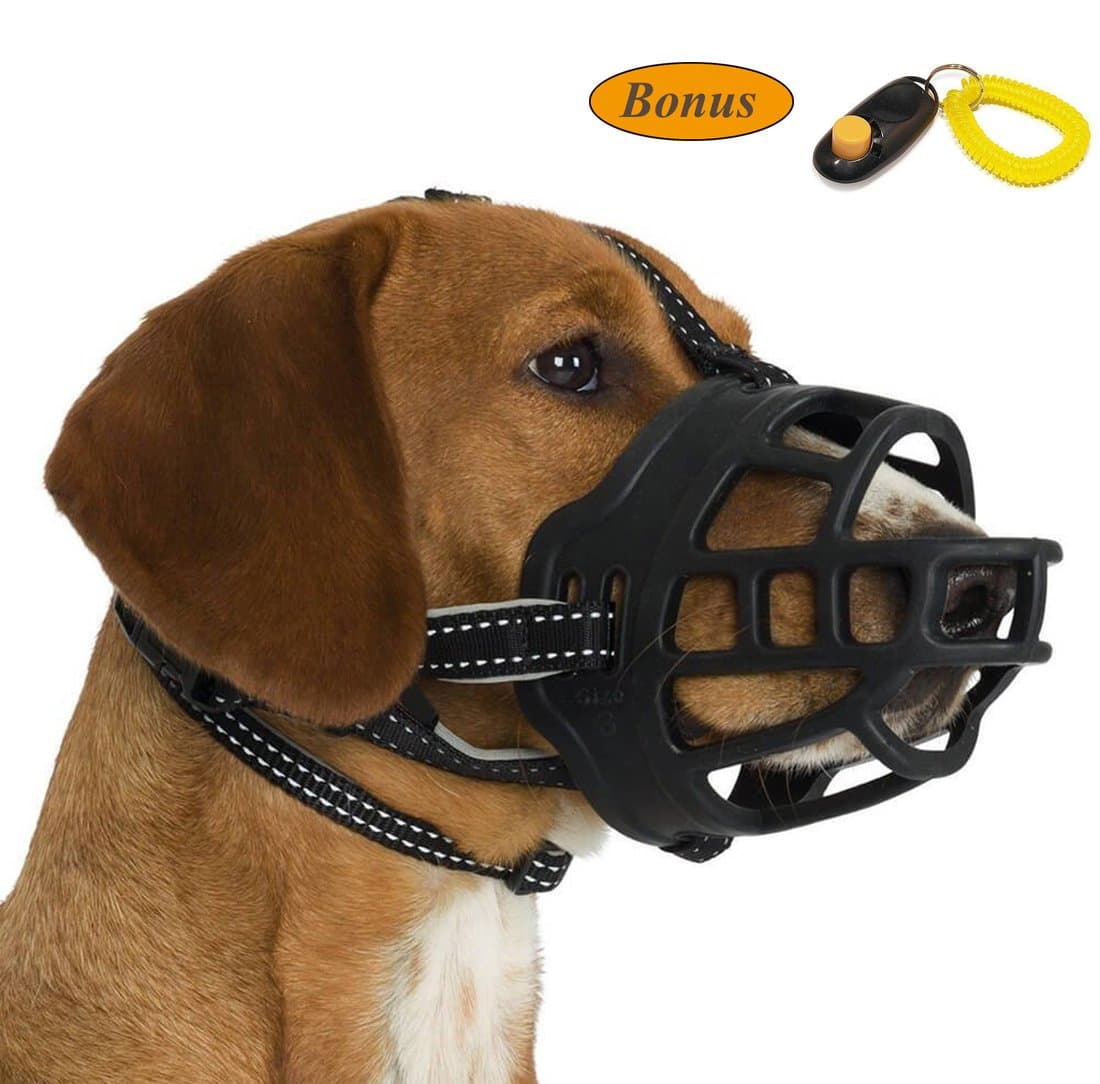JeonbiuPet Dog Muzzle, Silicone Adjustable Basket Muzzle for Dog Anti-Chewing and Anti-Barking Allows Drinking and Panting (Size 1)