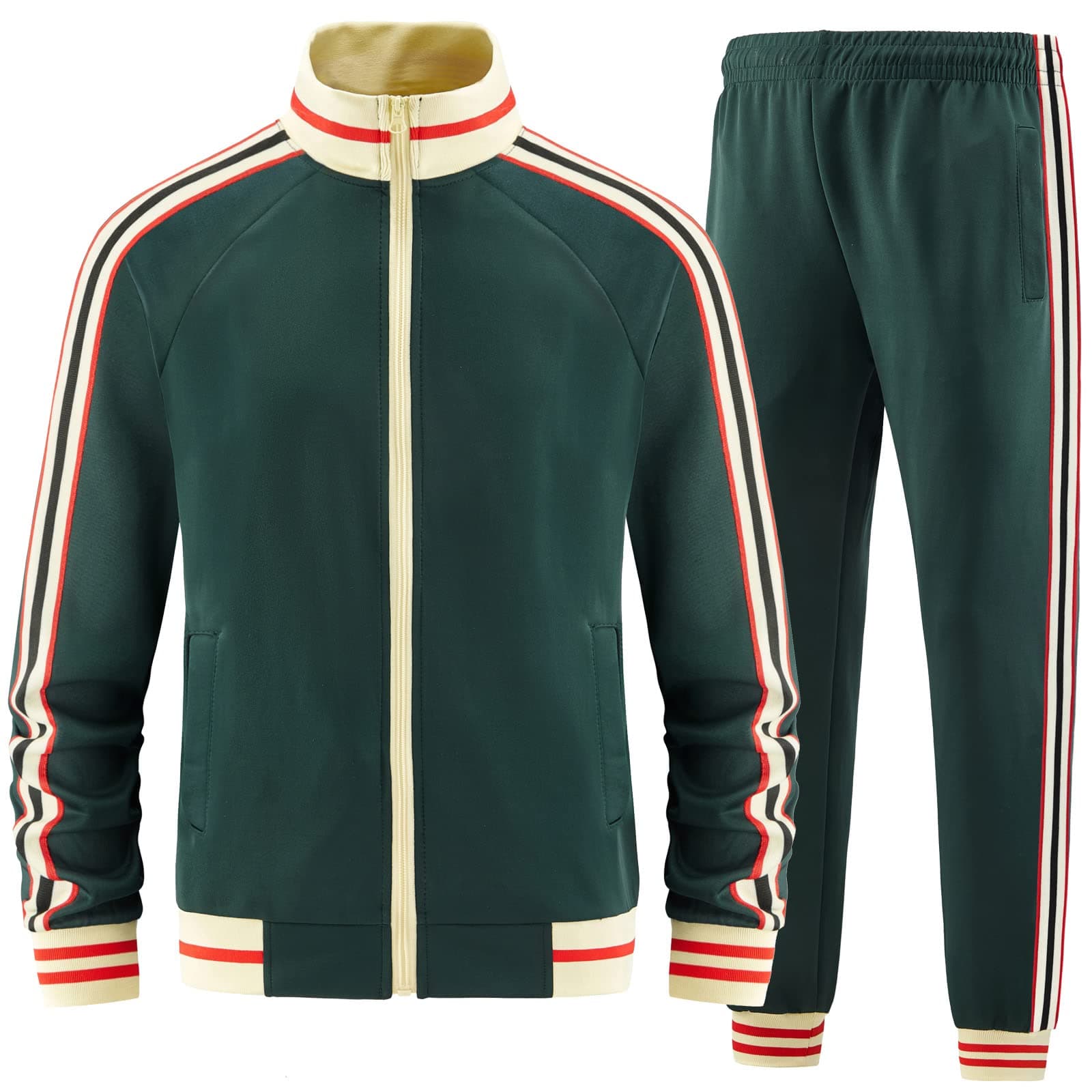 Men Track Suits Sets Long Sleeve Full-zip Sweatsuit Active Jackets and Pants 2 Piece Outfits