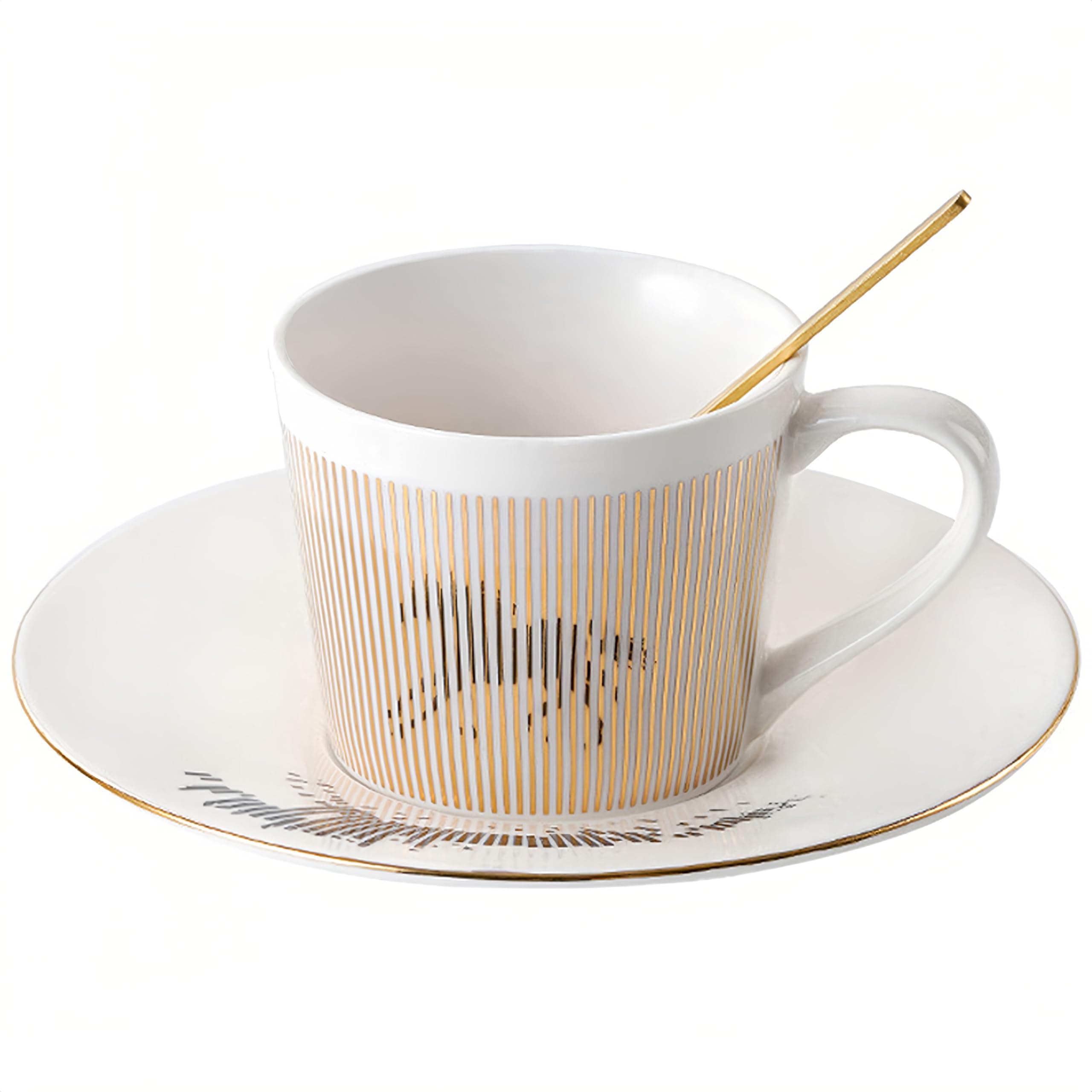 Coffee Cup and Saucer Sets 8.45oz Unique Dynamic Mirage Reflection Tea Cup Luxury Porcelain Mirror Ceramic Mug Gifts for Cappuccino Espresso 250ml Horse