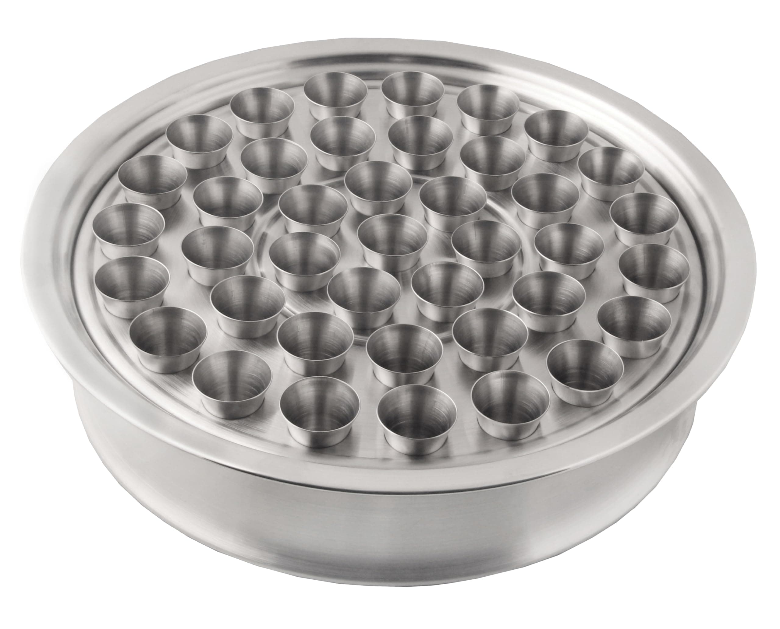 Communion Ware Holy Wine Serving Tray with 40 Cups - Stainless Steel (Matte)