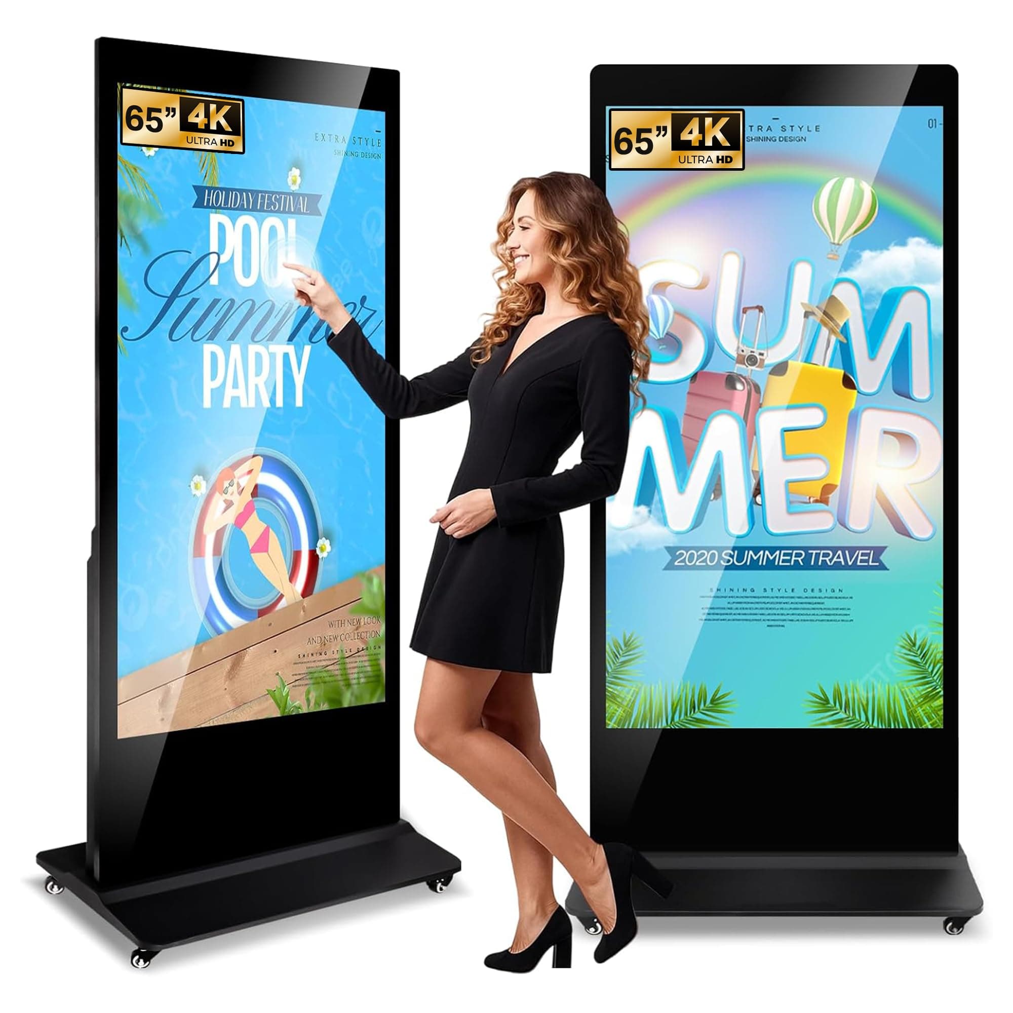 65 Inch Digital Signage Display 4K UHD Touchscreen Android 11 Smart Commercial Displays with Multi-Split Screen with 178° Wide View,24/7 Stable Operation for Stores/Mall/Airport/Restaurant