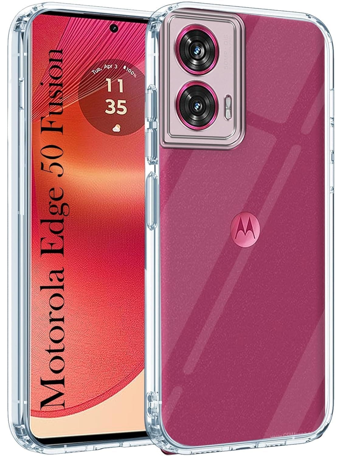Amazon Brand - Solimo Back Cover Case for Motorola Edge 50 Fusion 5G | 360 Degree Protection | Transparent Back Cover for Moto Edge 50 Fusion 5G (PC & TPU, Transparent Bumper)