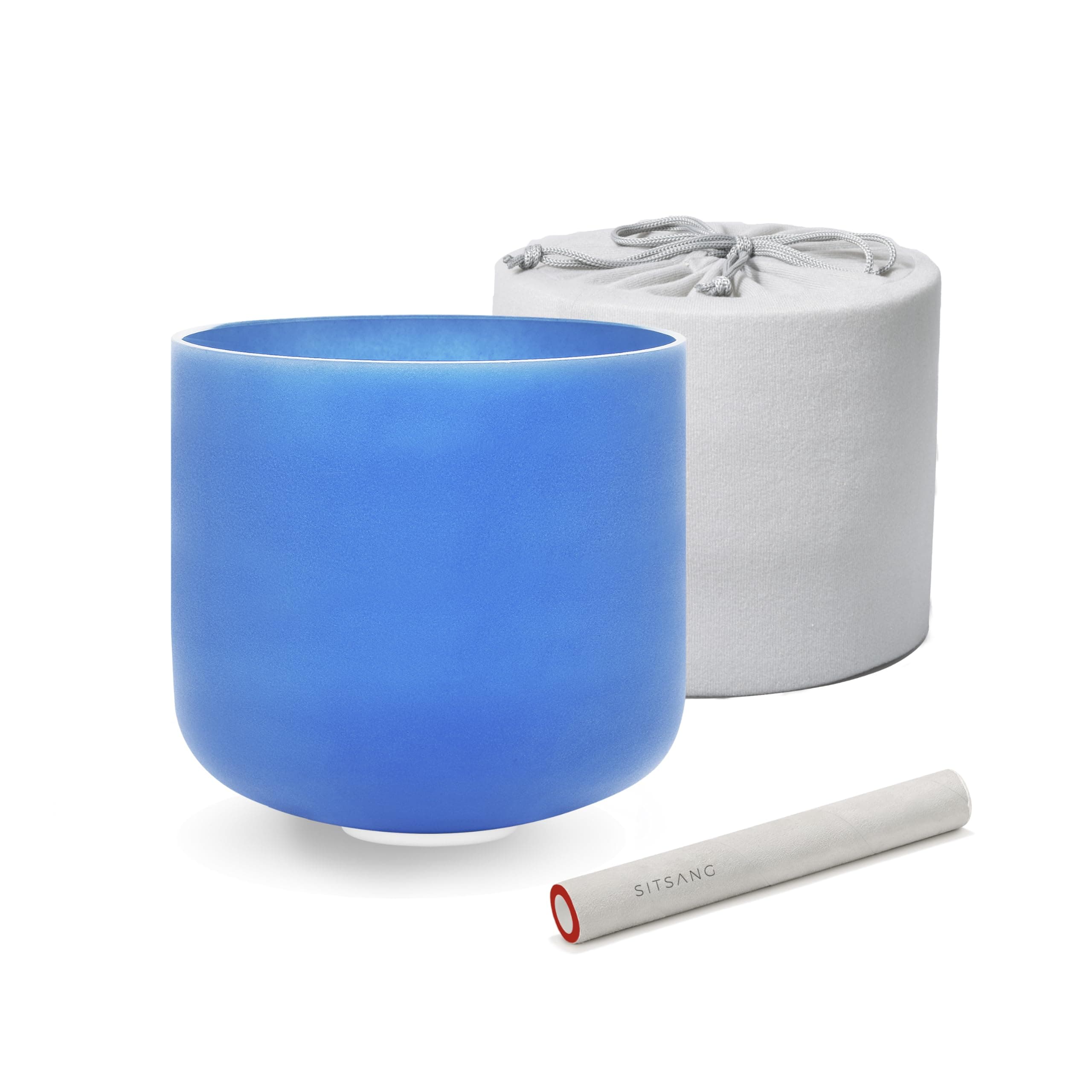 SITSANG Blue G Note Crystal Singing Bowl Throat Chakra 6 inch with Singing Bowl Mallet Suede Striker and Sponge Padded Bundle Bag