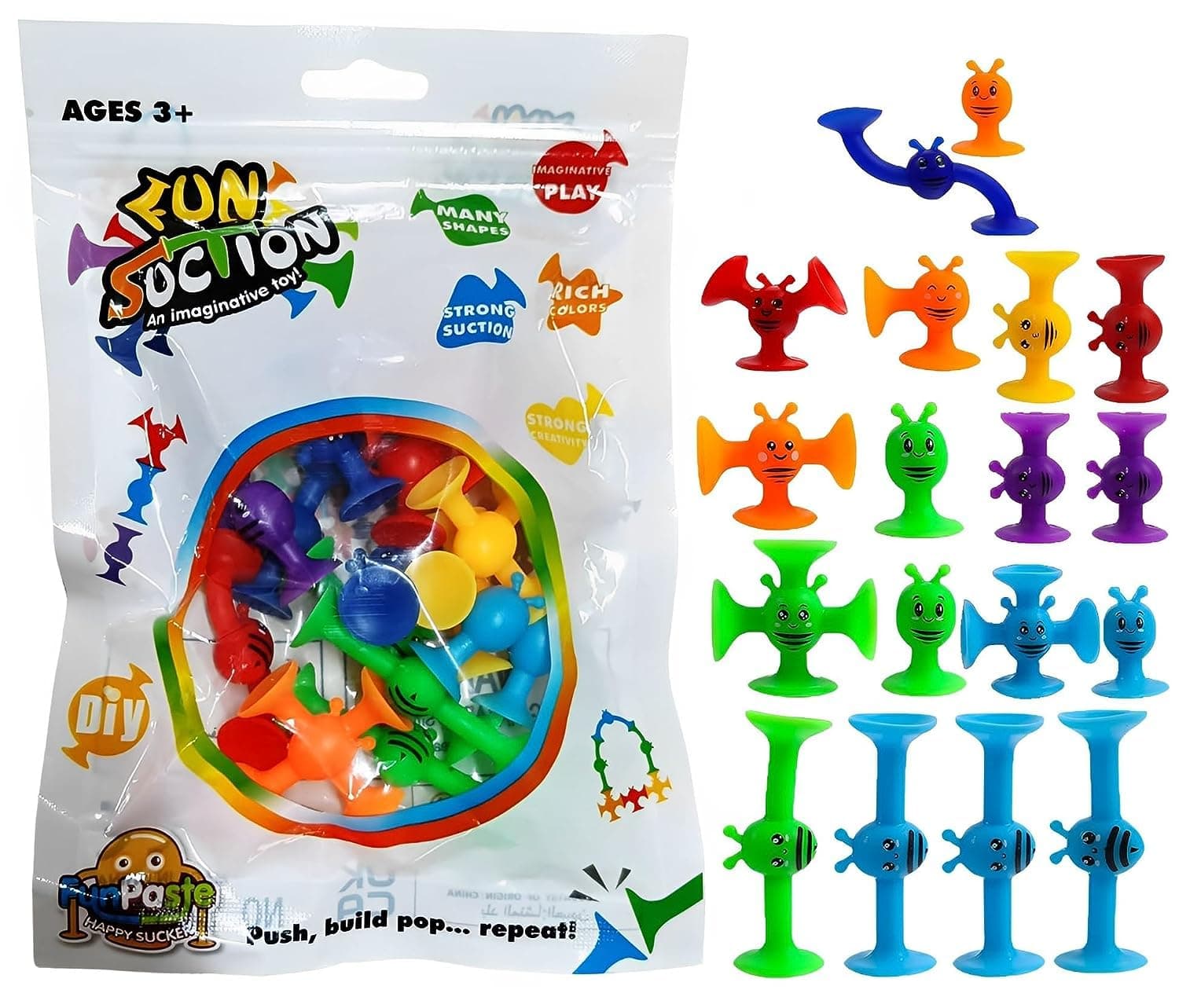 MONKEYTAIL Pop Suction Fidget Toys | DIY Construction Set Silicone Building Blocks Darts Sucker Fun Bath/ Travel Toys for Kids of All Age Group