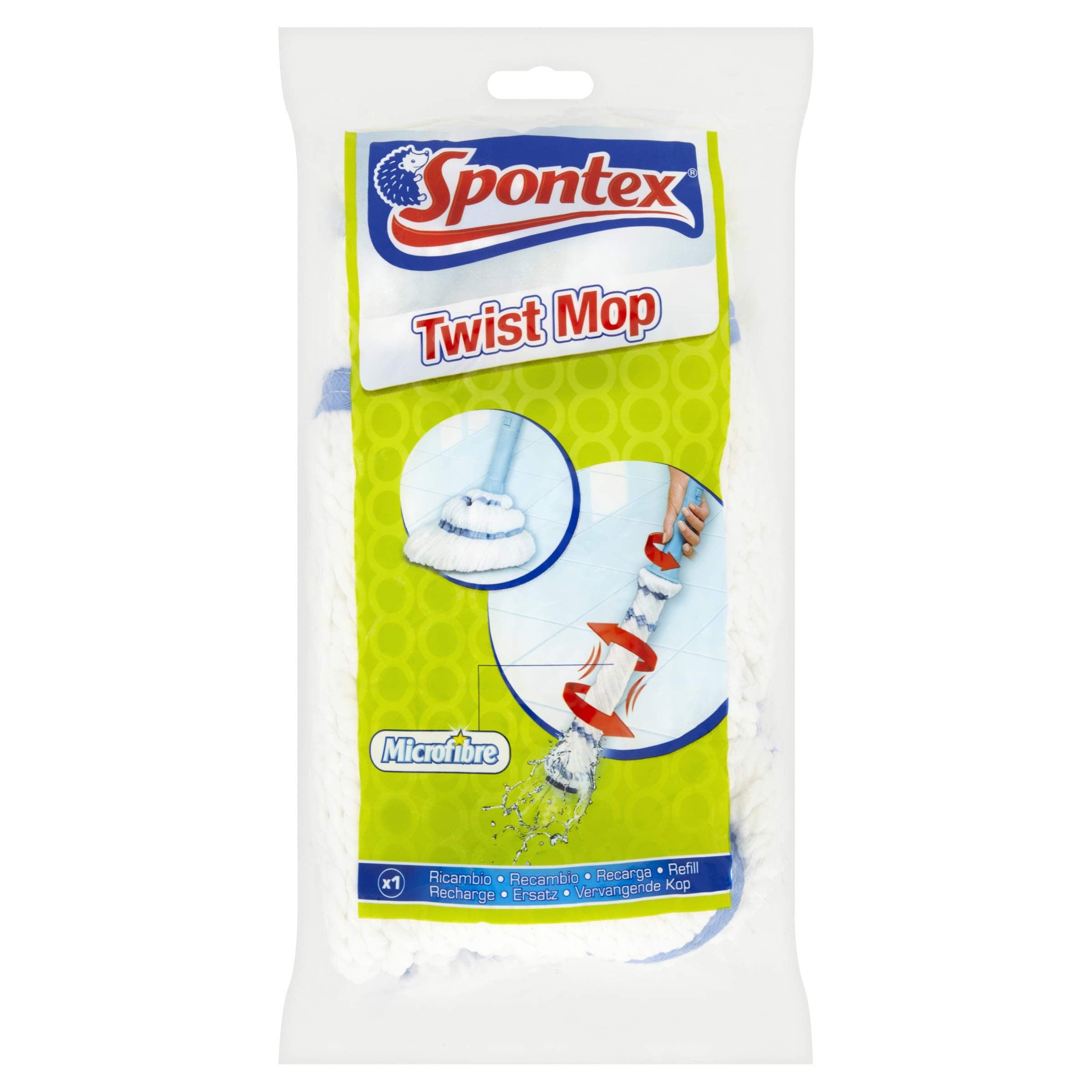 Spontex Twist Mop Refill | Washable Microfibre Mop Head | Cleans Laminate, Wood & Tile Flooring | for Spontex Twist and Twist Ultra Compact Mops