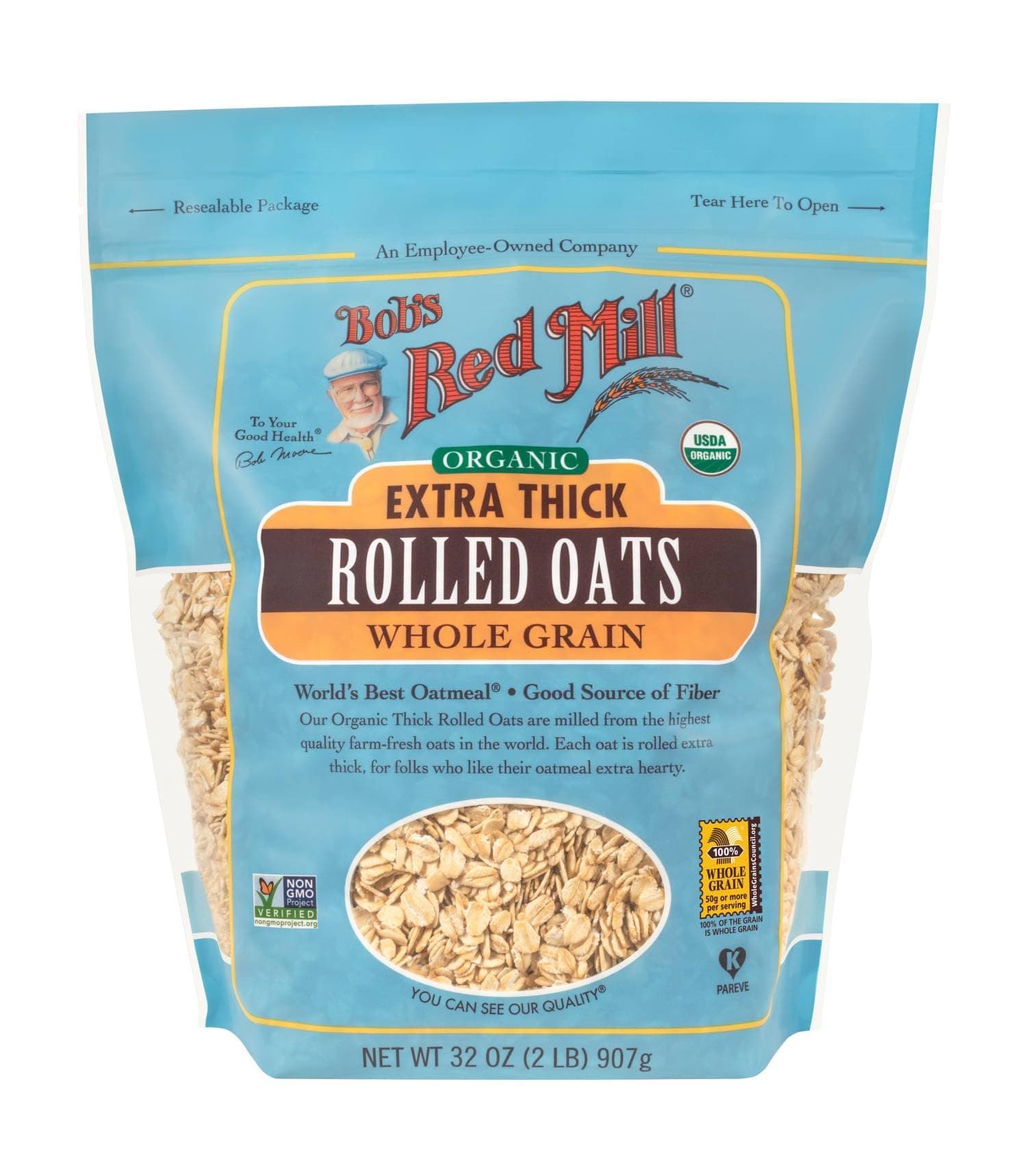 Organic Extra Thick Rolled Oats, Whole Grain, 32 oz (907 g)