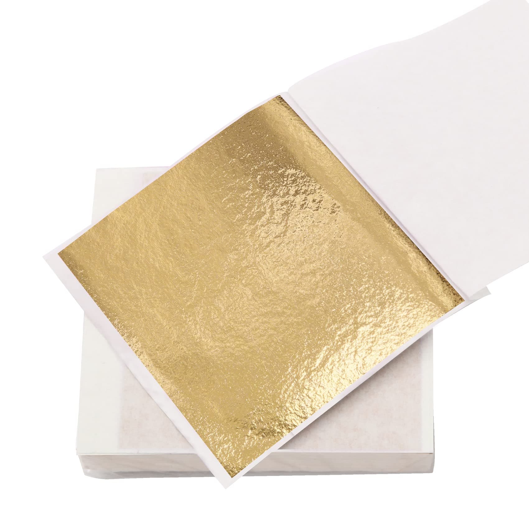 KINNO Gold Leaf Sheets, 3.15" by 3.35" Gilding Foil B Gold Foil Paper for Paintings, Arts Crafts, Nail Deco,Furniture