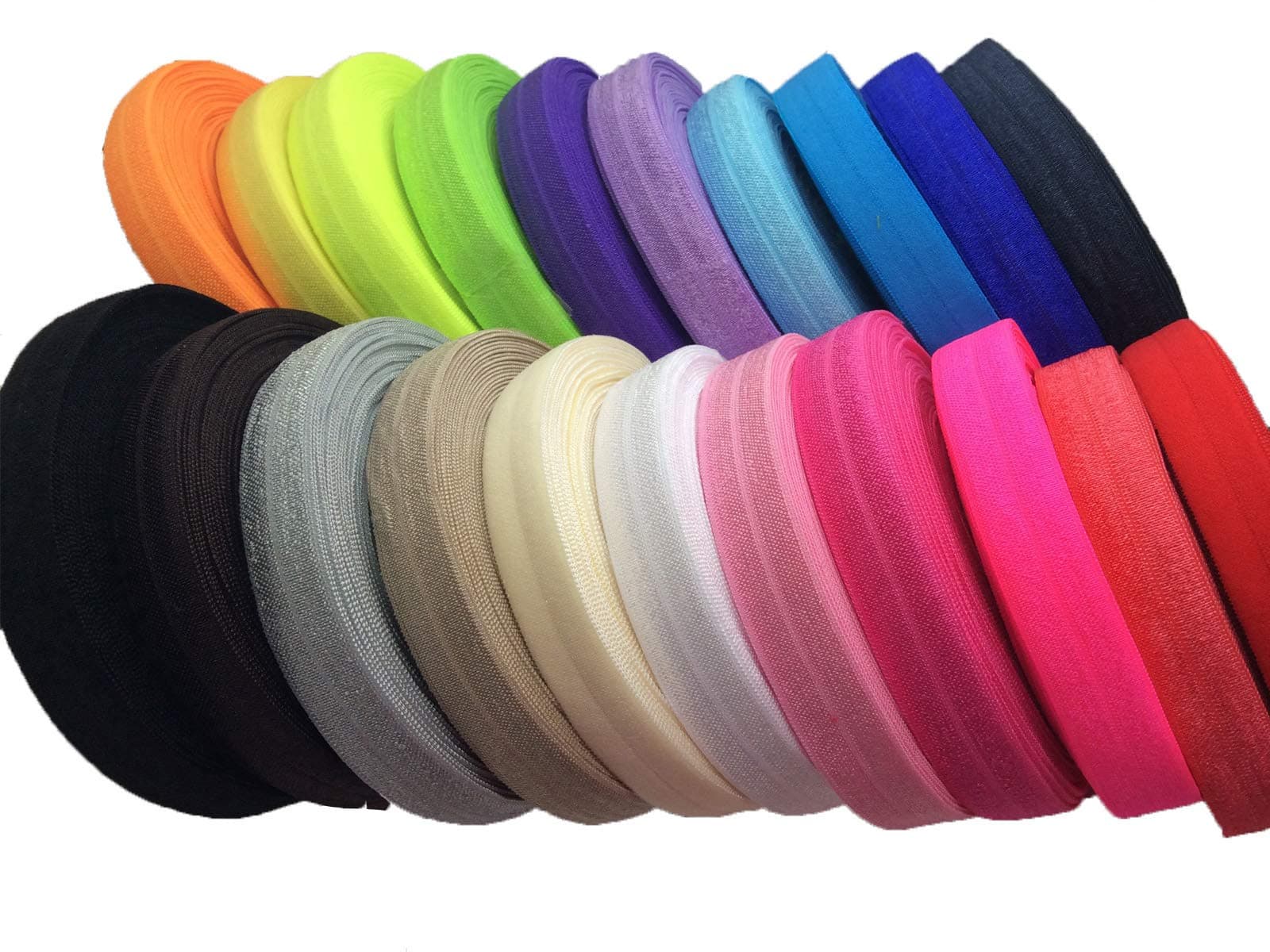 100 Yards Fold Over Elastic 5/8'' 15mm Stretch Foldover FOE Elastics Ribbon for Headbands Baby Girl Head Bow JSP08