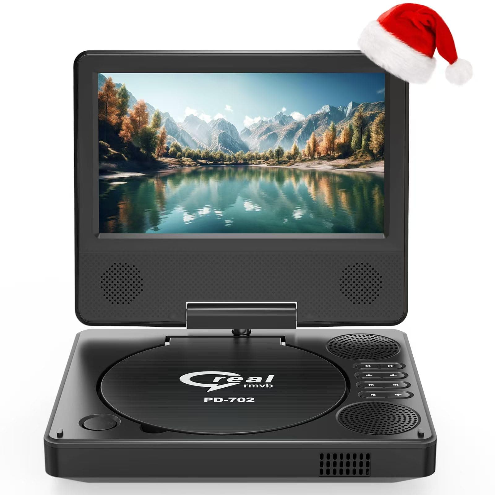 9.5" Portable DVD Player with 7.5" Swivel Display Screen, 5-Hour Built-in Rechargeable Battery, Car DVD Player,Supports SD Card/USB/CD/DVD and Multiple Disc Formats, High Volume Speaker