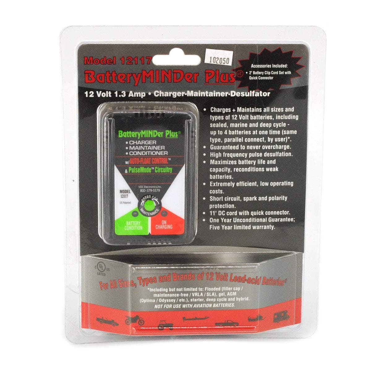 Model 12117: 12 Volt 1.33 Amp (12V 1.33A) Charger/Maintainer/Desulfator