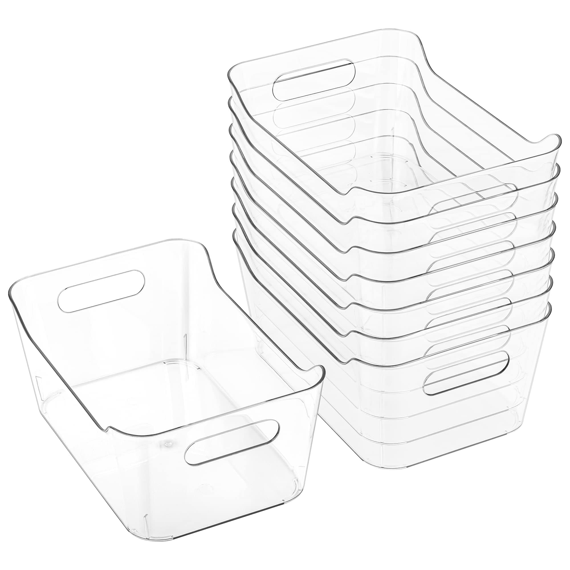 Tiawudi 8 Pack Plastic Storage Bins, Multi-Use Organizer Bins, Pantry Organizer, Plastic Storage Containers, Bins for Home & Kitchen