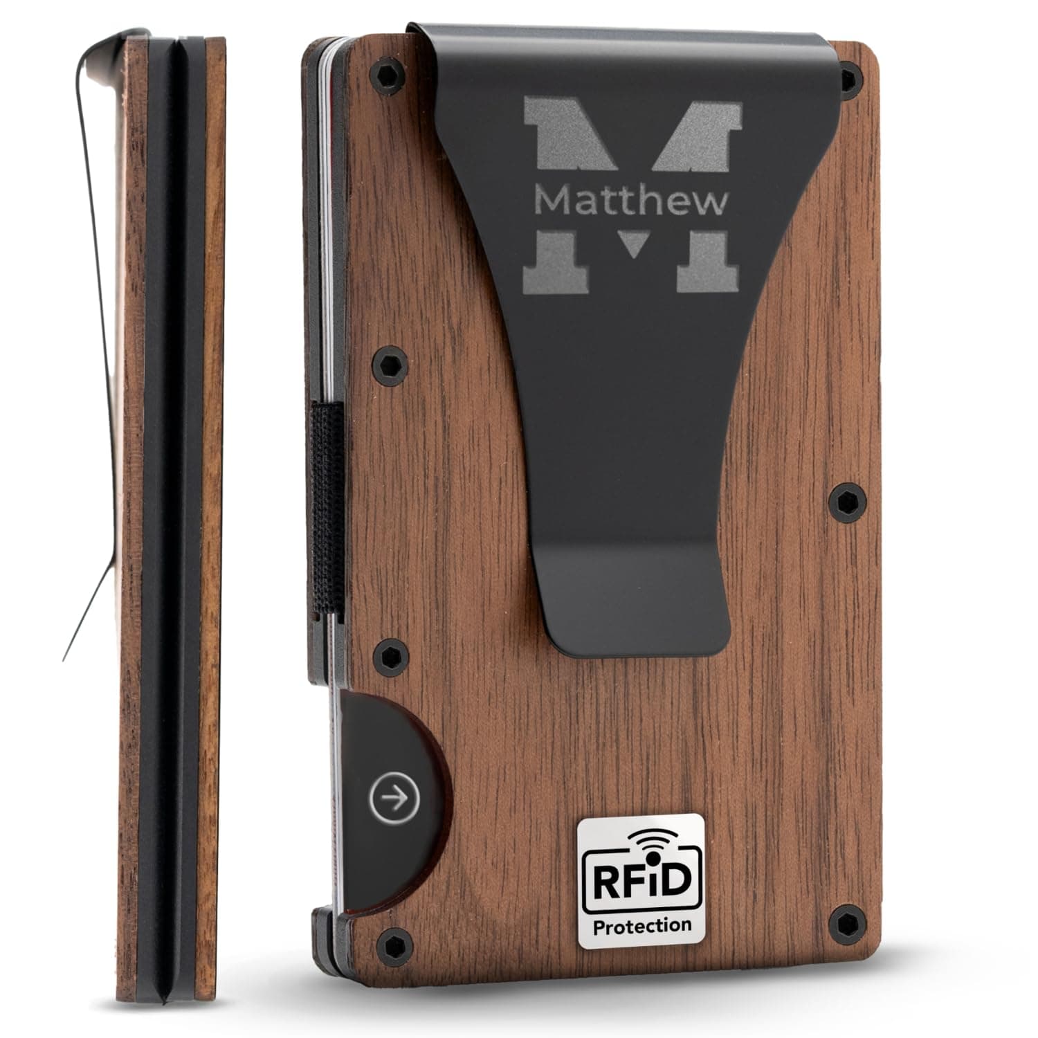 Custom Wallets For Men - Slim Personalized Wallet Gifts for Him, Mens Customized Wallet, Minimalist Engraved Wallet Clip Gifts for Dad, Fiance, Husband, Son, Father, Boyfriend - Anniversary, Birthday