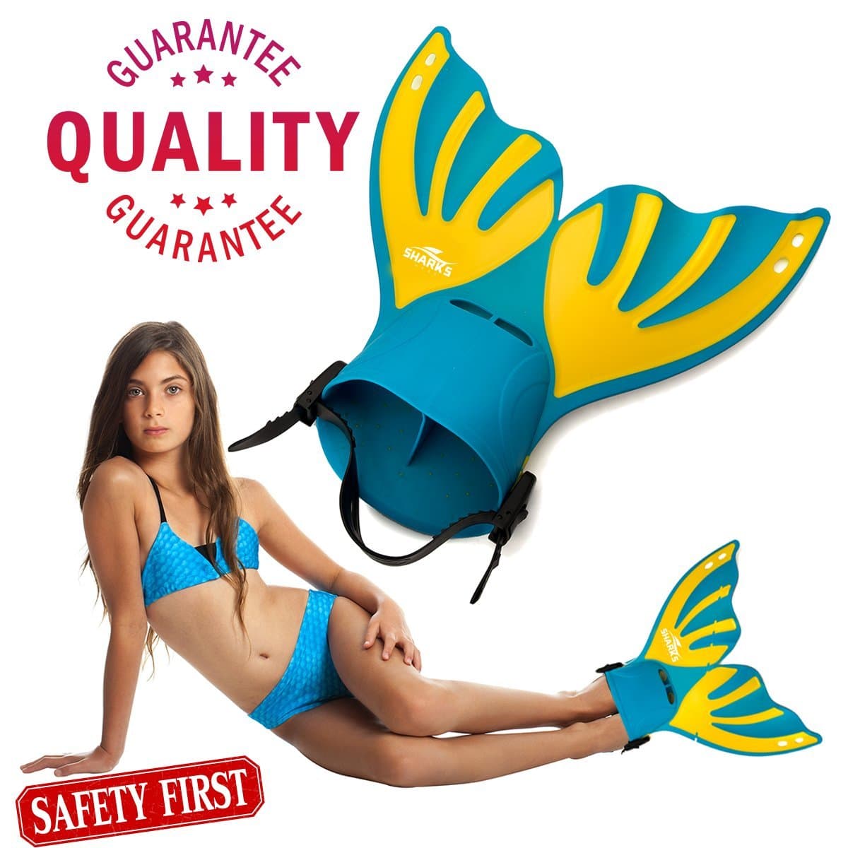Mermaid Mono-fin for Children with Adjustable Strap. (Blue)