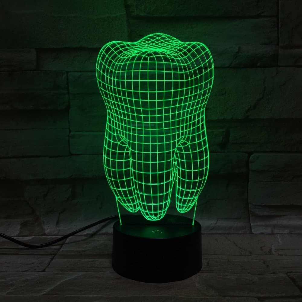NAVEED ARTS - 3D Illusion LED lamp - Tooth with IR Remote and USB Cable - 7 Colour Changing for Decoration/Gift - TL026 - Factory Outlet
