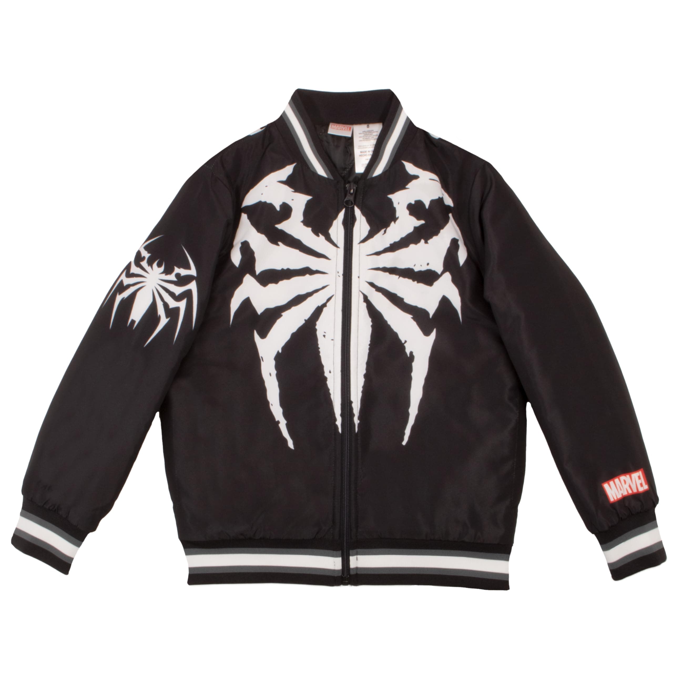 Marvel Spiderman and Venom Varsity Bomber Jackets for Boys Spider-Man and Venom Graphic Print Lightweight Varsity Jackets