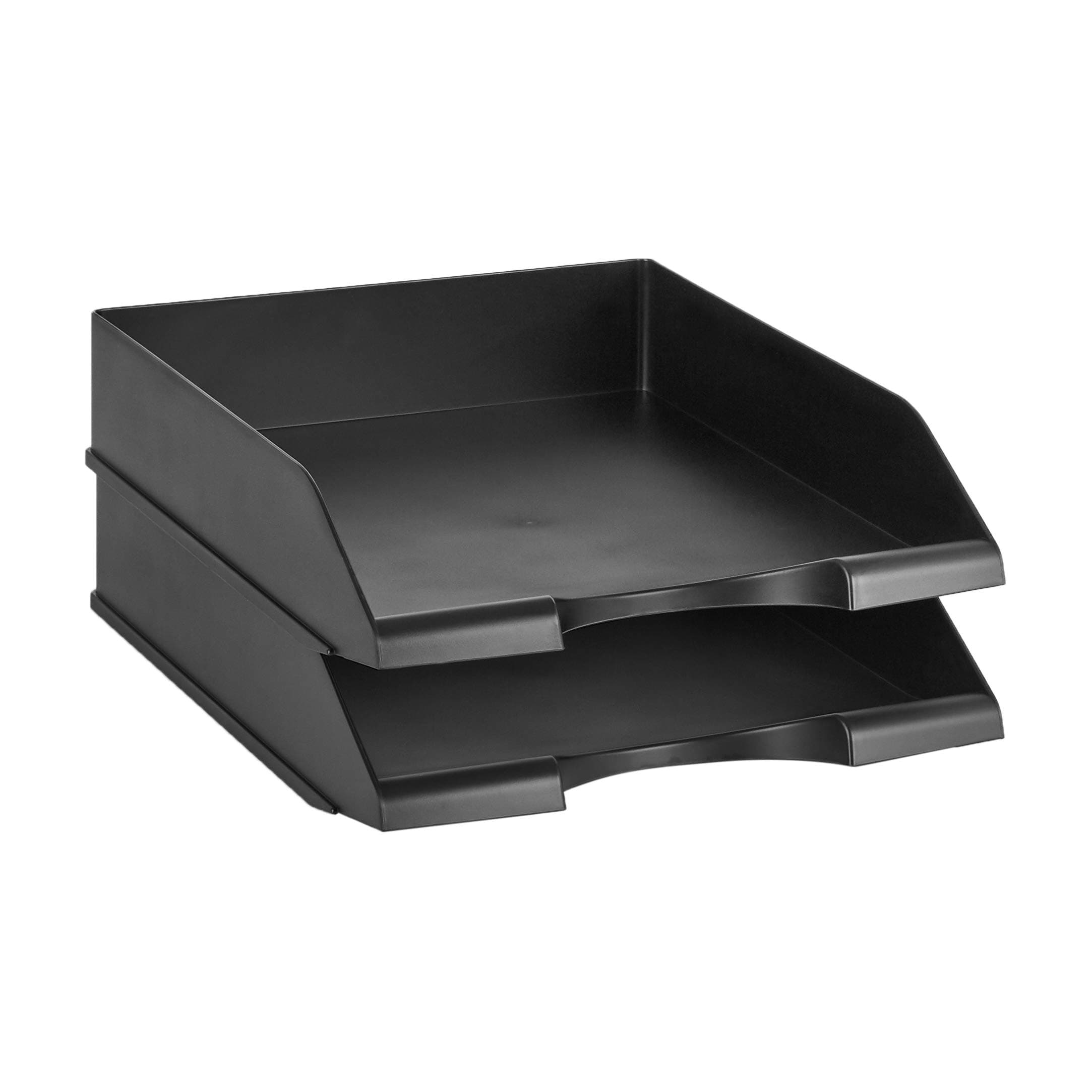 Amazon Basics Rectangular Stackable Office Letter Trays, Pack of 2, Black, 33.8 x 25.4 x 6.3 cm