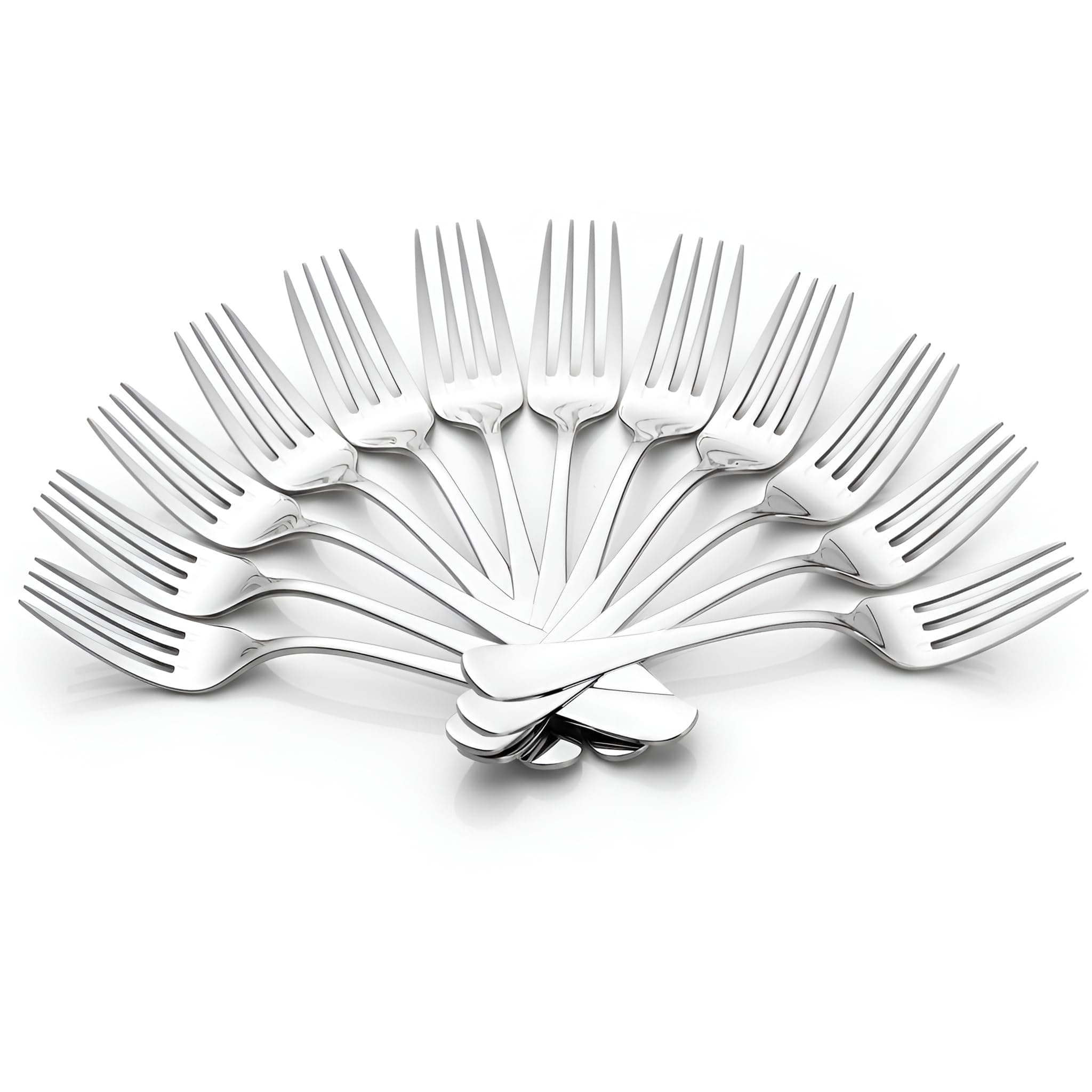 12 Pieces Stainless Steel Dinner Forks Set - Fork Set for Home and Kitchen, 12-Pieces Fruit Fork for Dining Table, Shiny and Sturdy Handle Forks with Round Edge
