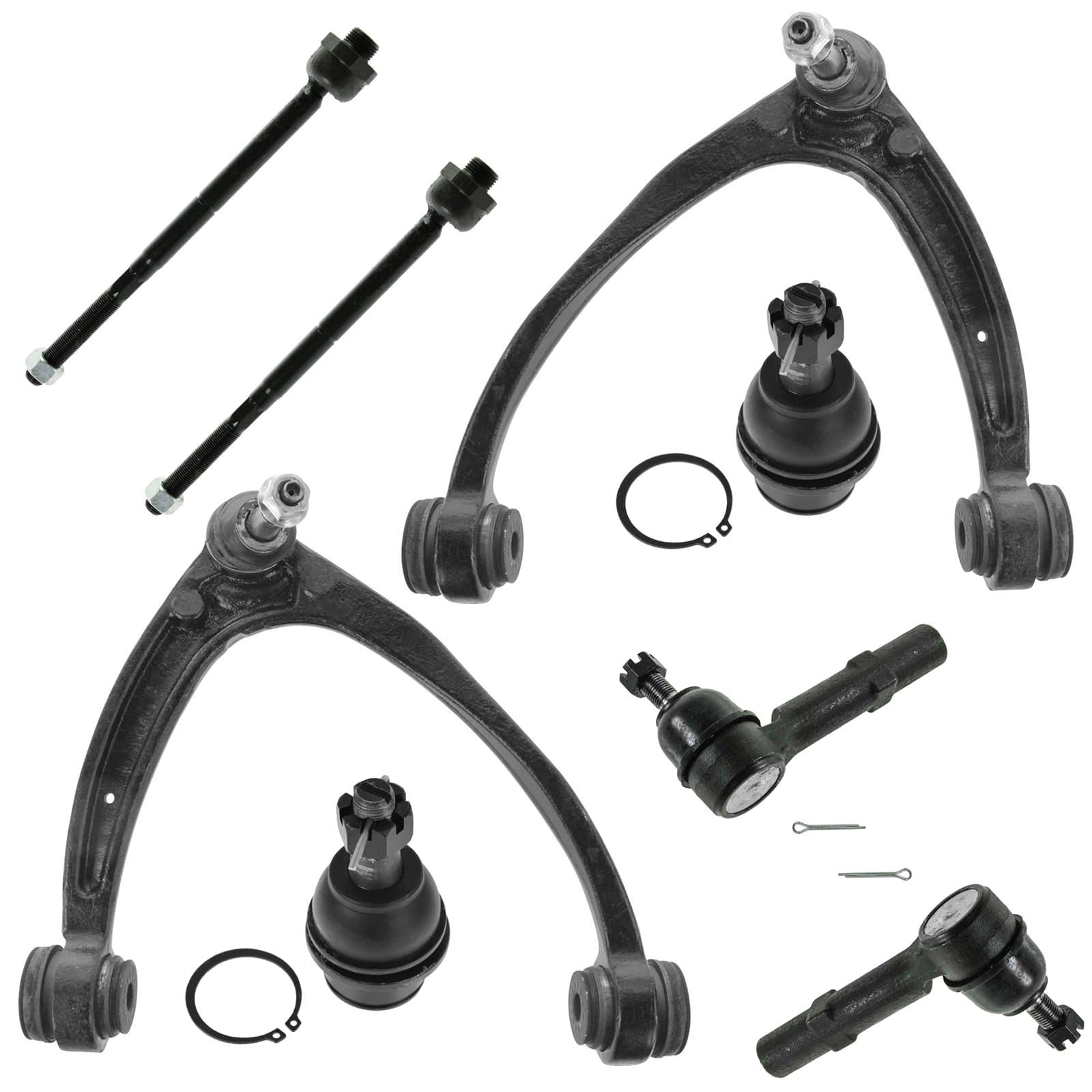 TRQ Front Steering & Suspension Kit Ball Joint Control Arm with Ball Joint Tie Rod Compatible with Cadillac Chevrolet GMC