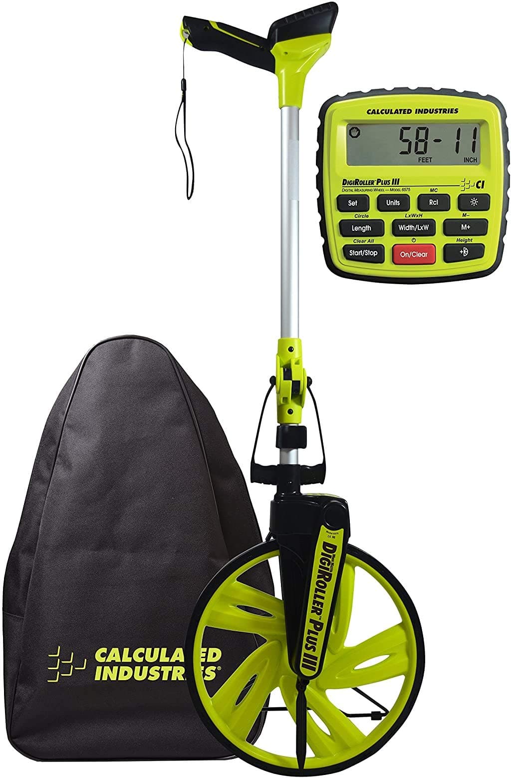 Calculated Industries #6575 DigiRoller Plus III 12.5 Inch Estimators Electronic Distance Measuring Wheel with Large Backlit Digital Display; Measure in Feet, Inches, Meters, Yards; FREE Carrying Pack
