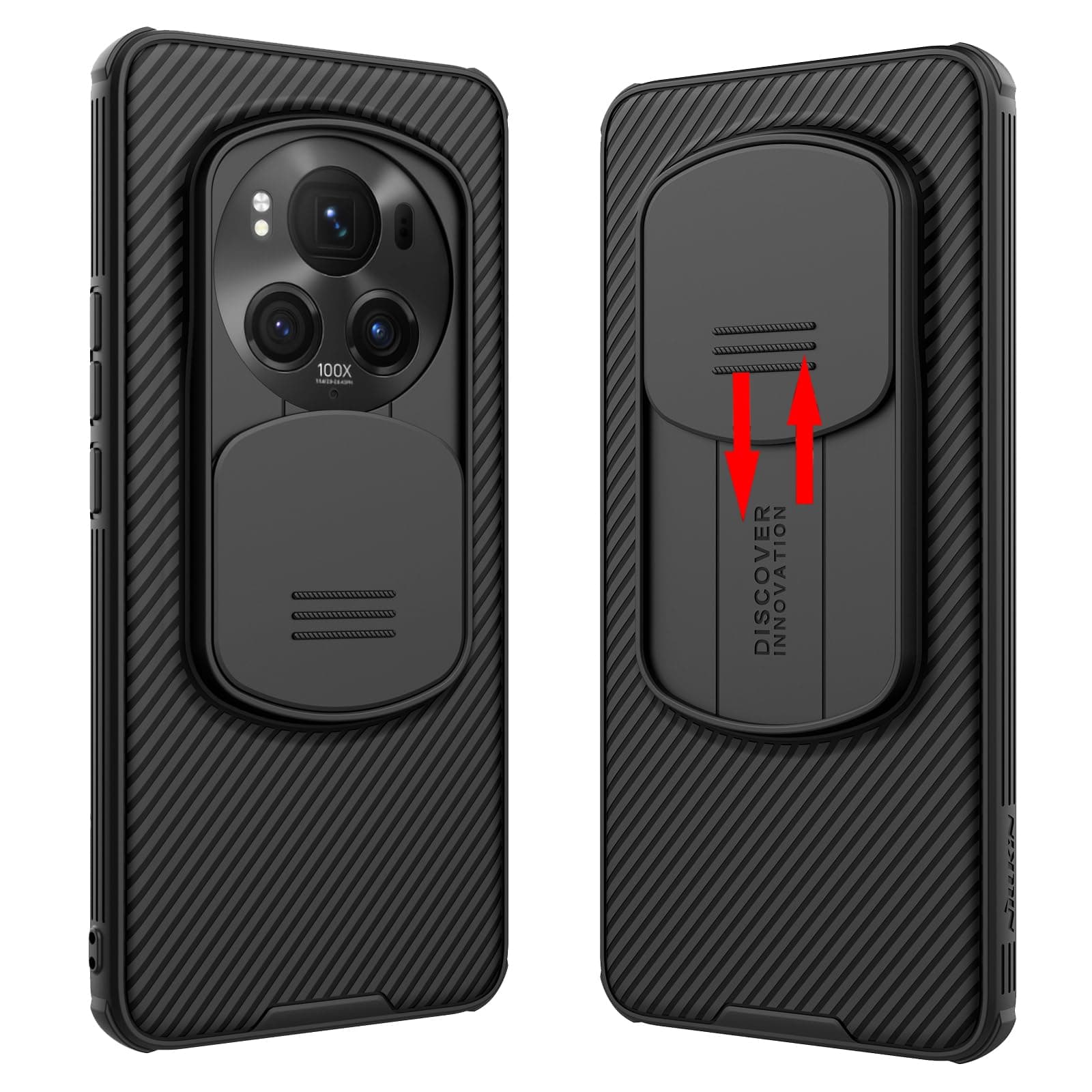 Honor Magic 6 Pro Case with Camera Cover, Corners Airbag Shockproof Protective Slide Cover Lens Protection Case Magic6 Pro (Black)