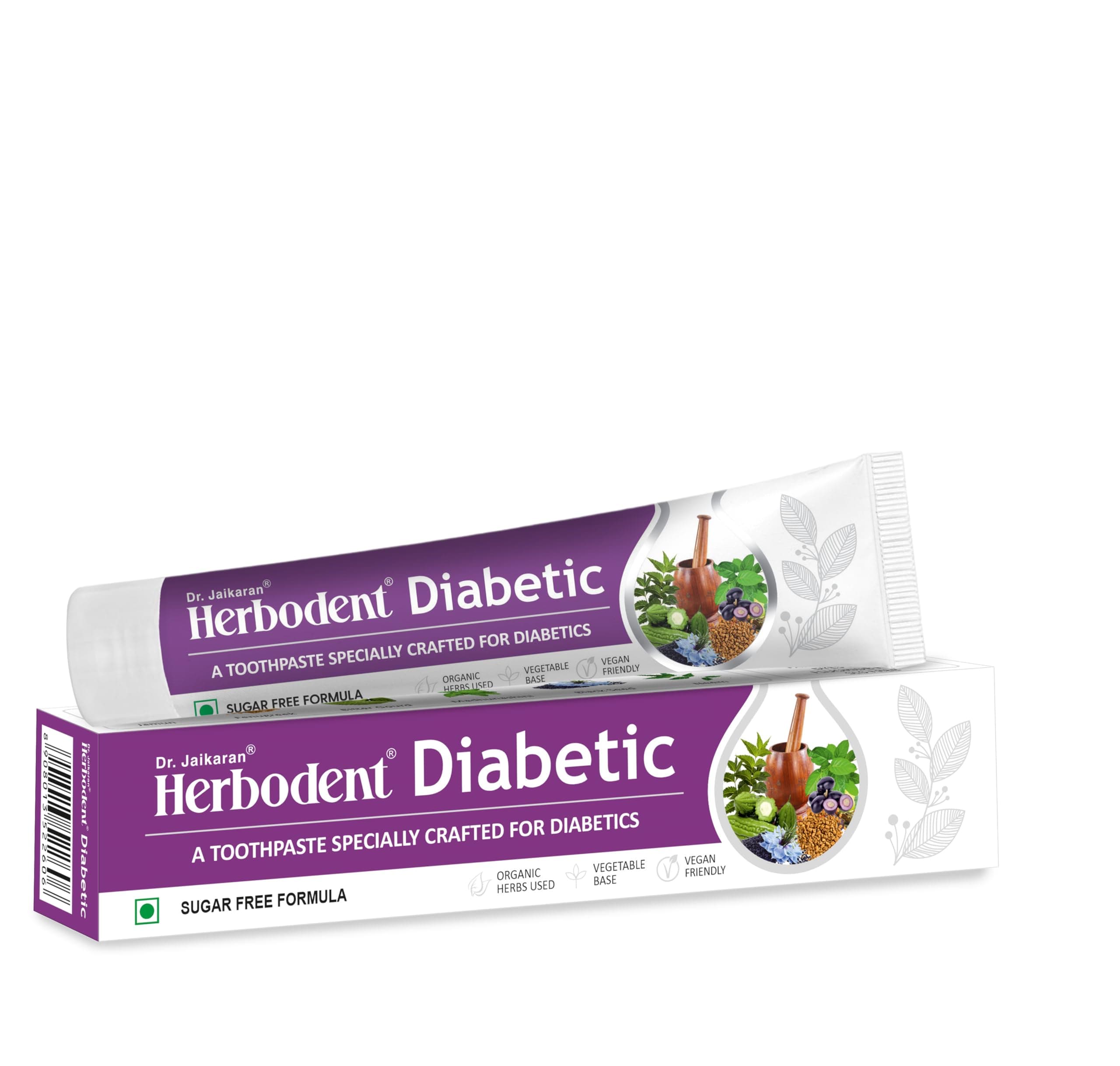 Diabetic Toothpaste - 100g Pack of 1 | Toothpaste specially crafted for Diabetics | SLS & SUGAR FREE Formula | 7 Organic Herbs - Jamun, Fenugreek, Bitter Gourd, Madhunashini, Neem & more