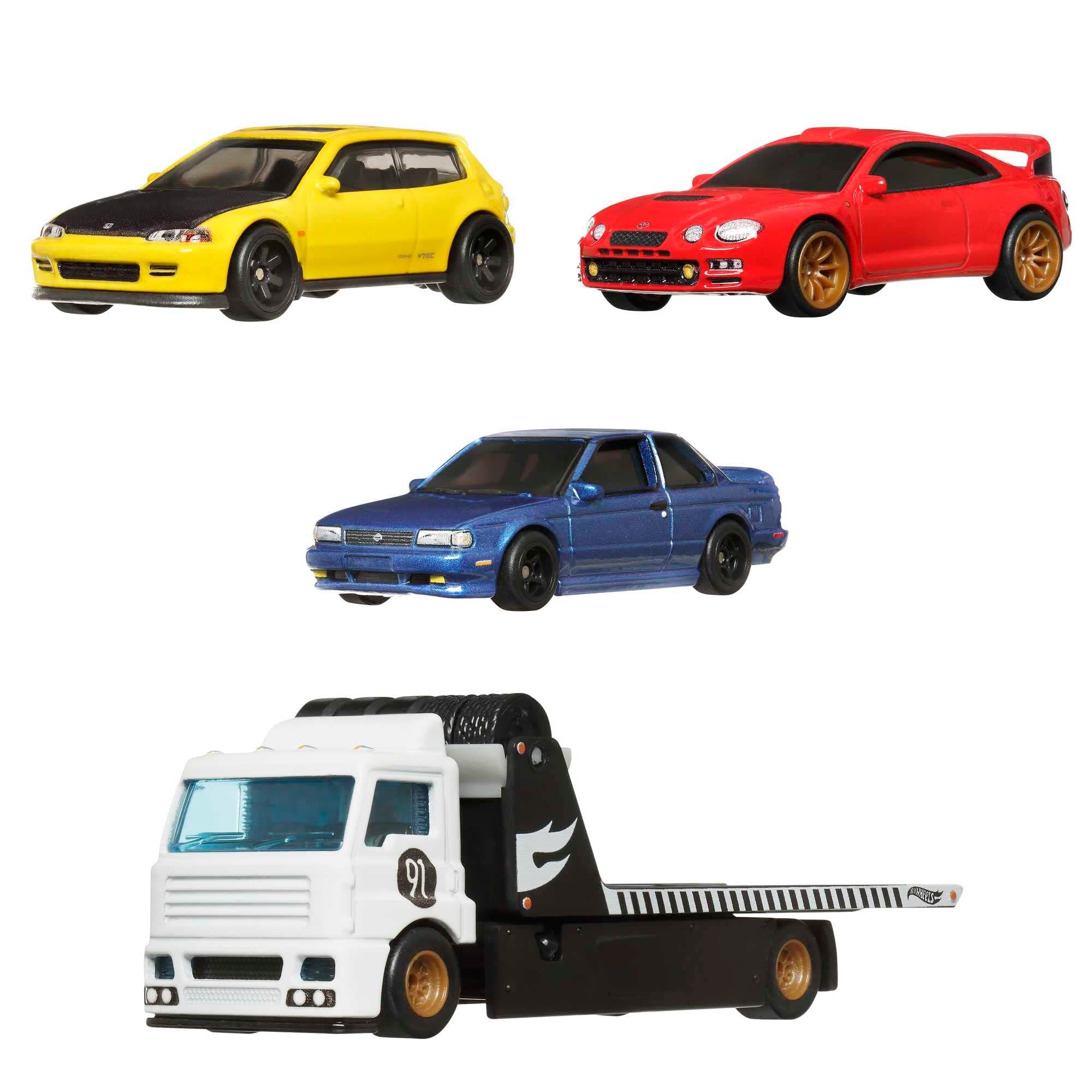 Premium Collect Display Sets with 3 1:64 Scale Die-Cast Cars & 1 Team Transport Vehicle, Collectors’ Favorites, 2 Sets in the Assortment for Collectors of All Ages