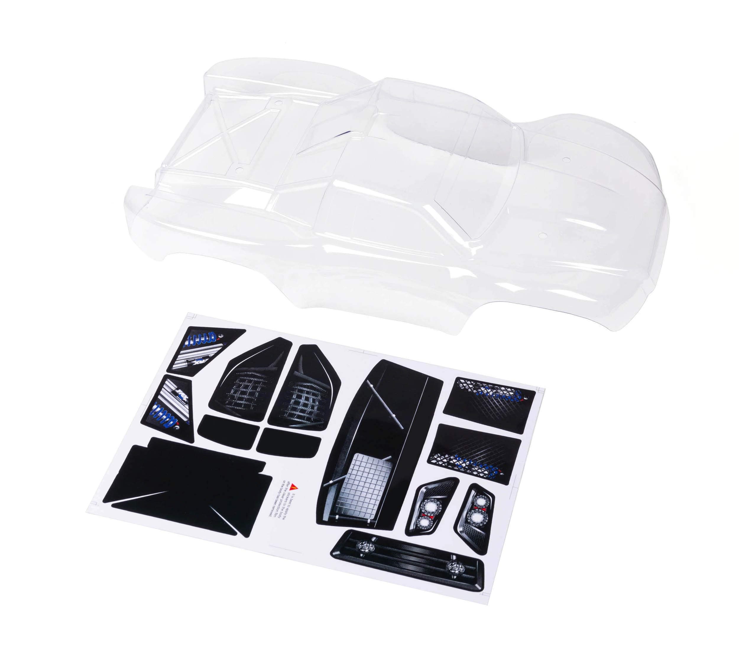 Compatible Custom Body Clear Unpainted with Stickers Replacement for 1/10 Scale RC Car or Truck (Truck not Included) SS-C-02