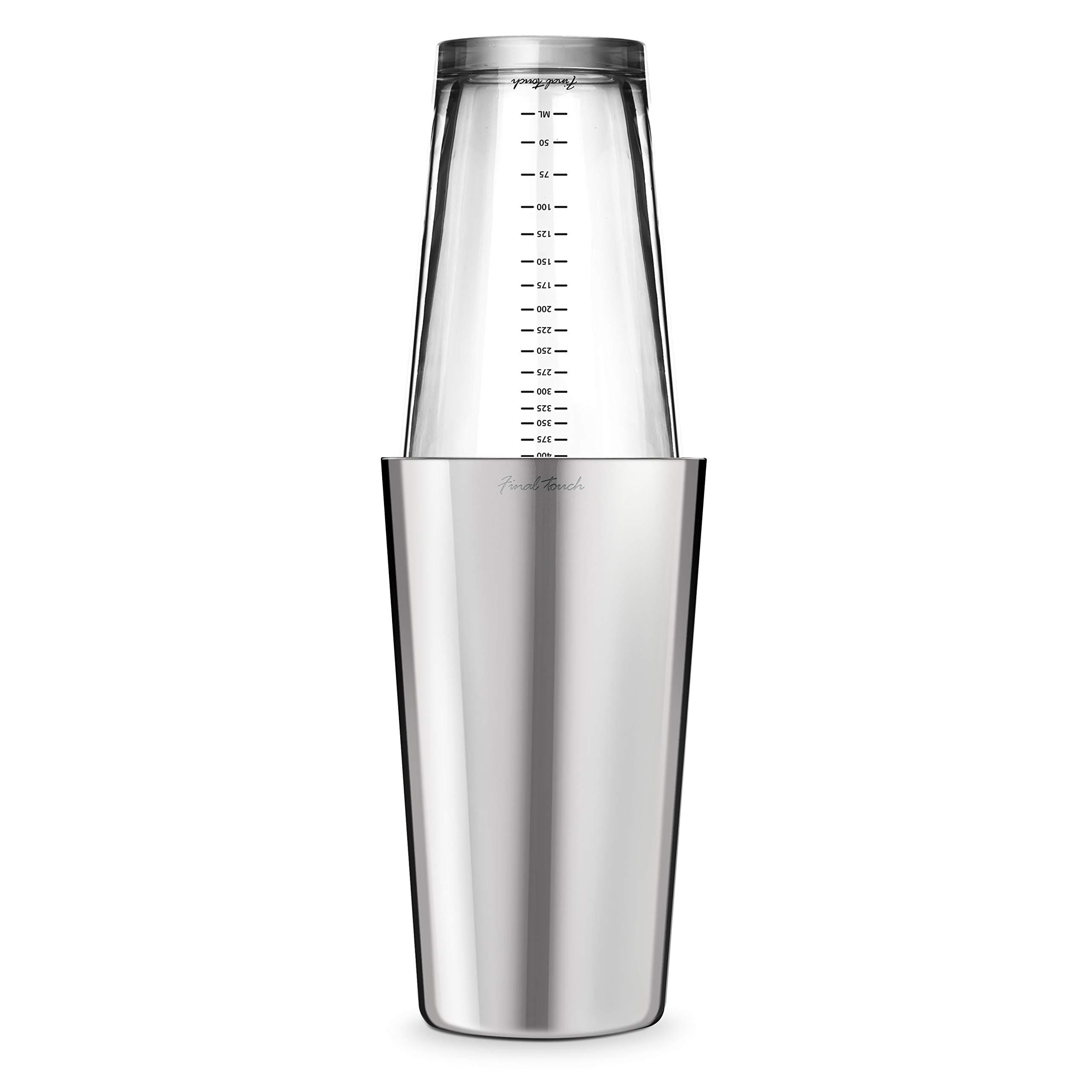 Double-Wall Boston Shaker Set - Stainless Steel Mixing Glass with Silicone Seal - BPA-Free, Compact Storage - Leak-Proof Design - Cocktail Bartender Kit (FTA1852)