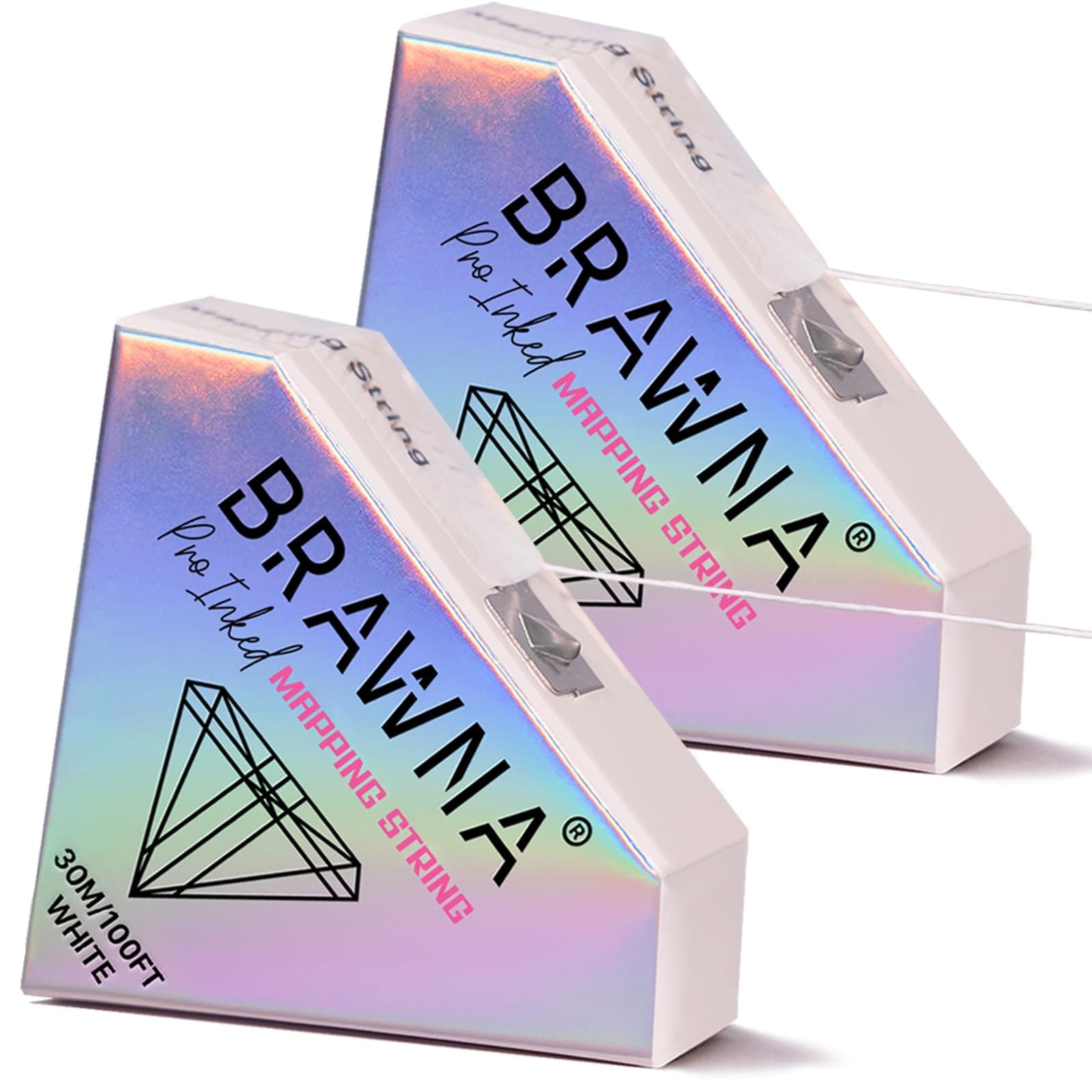 White Pre Inked String for Eyebrow Mapping - Microshading Supplies - Brow Henna Tinting Kit - Eyebrow Measuring Tool - 2 Pack