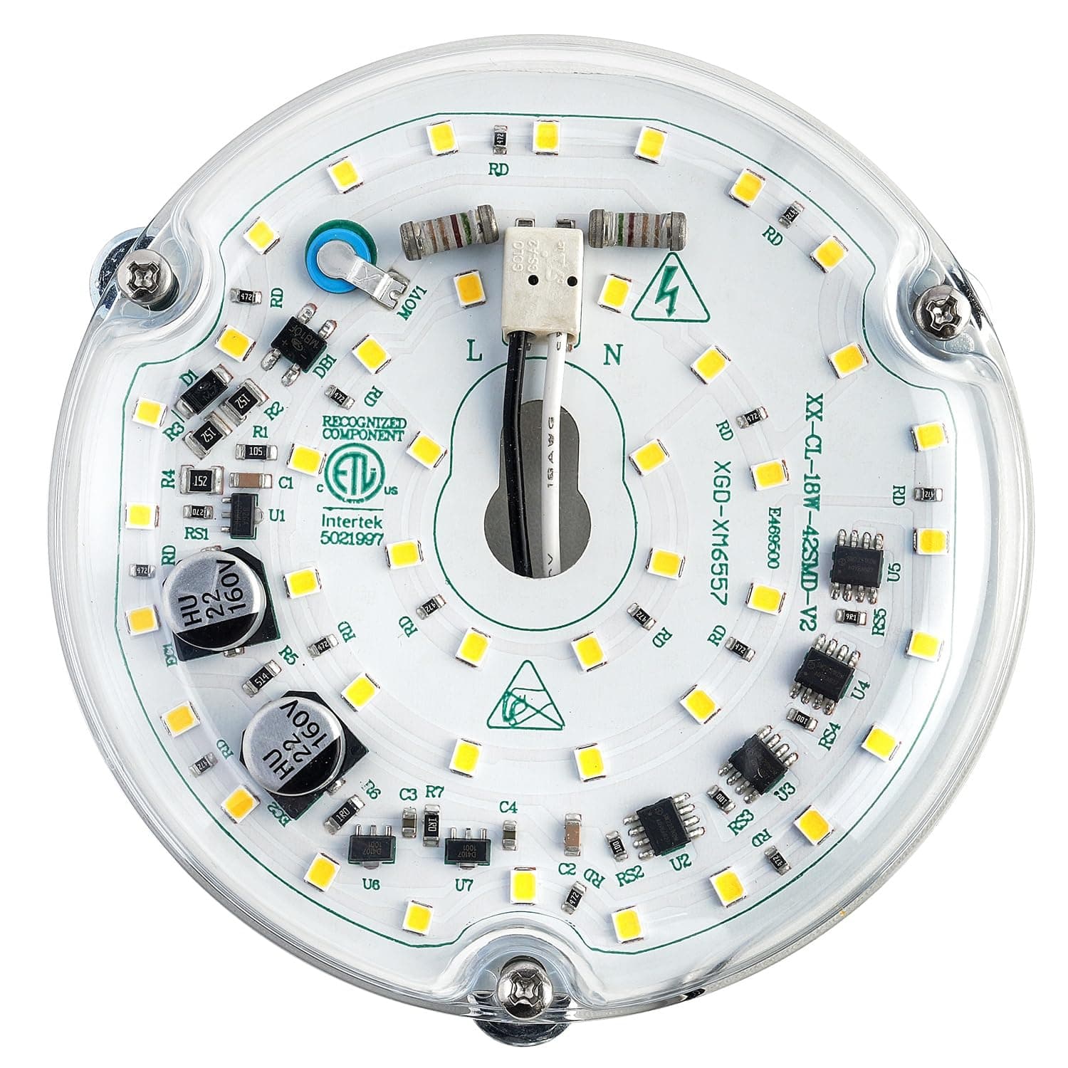 4 inch LED Retrofit Light Kit for Ceiling Fan Light Replacement Panel PCB 18W 6000K 2200LM 120V CRI90 Dimmable ETL (White 6000K)
