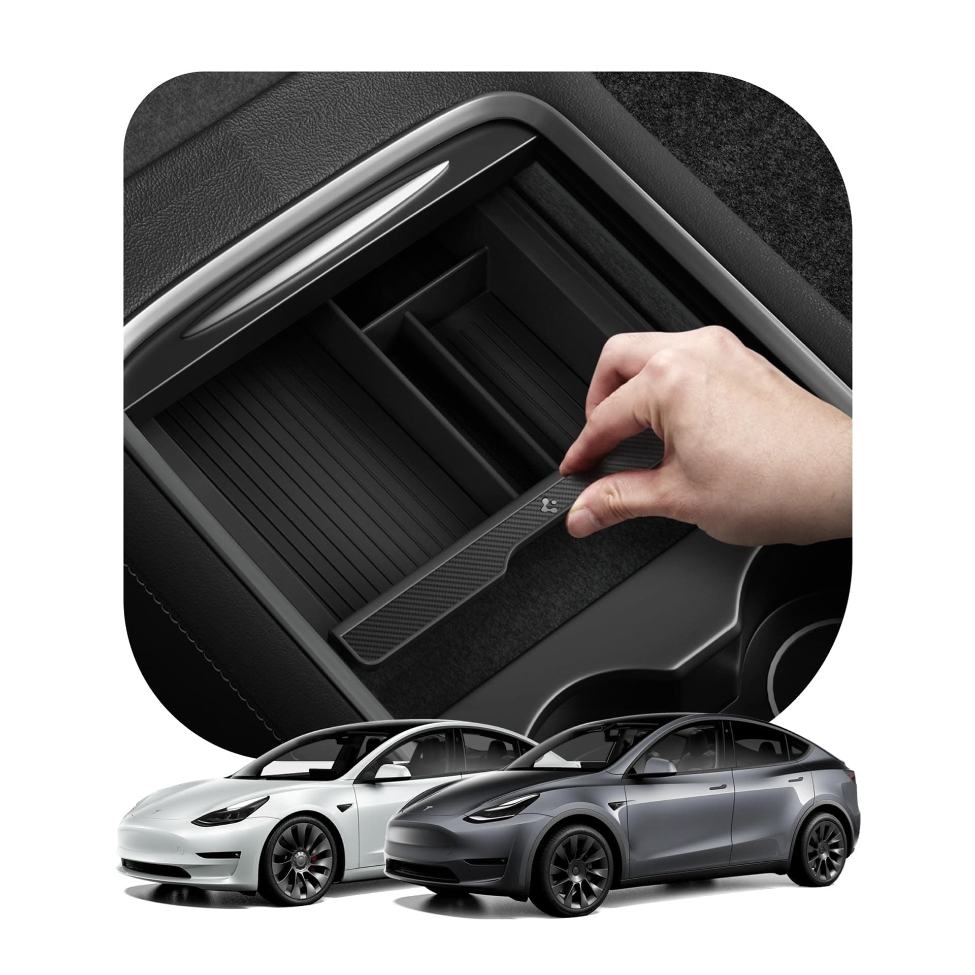 Spigen Console Organizer Tray (Carbon Edition) for Tesla Model 3 and Model Y (2nd Gen Console)