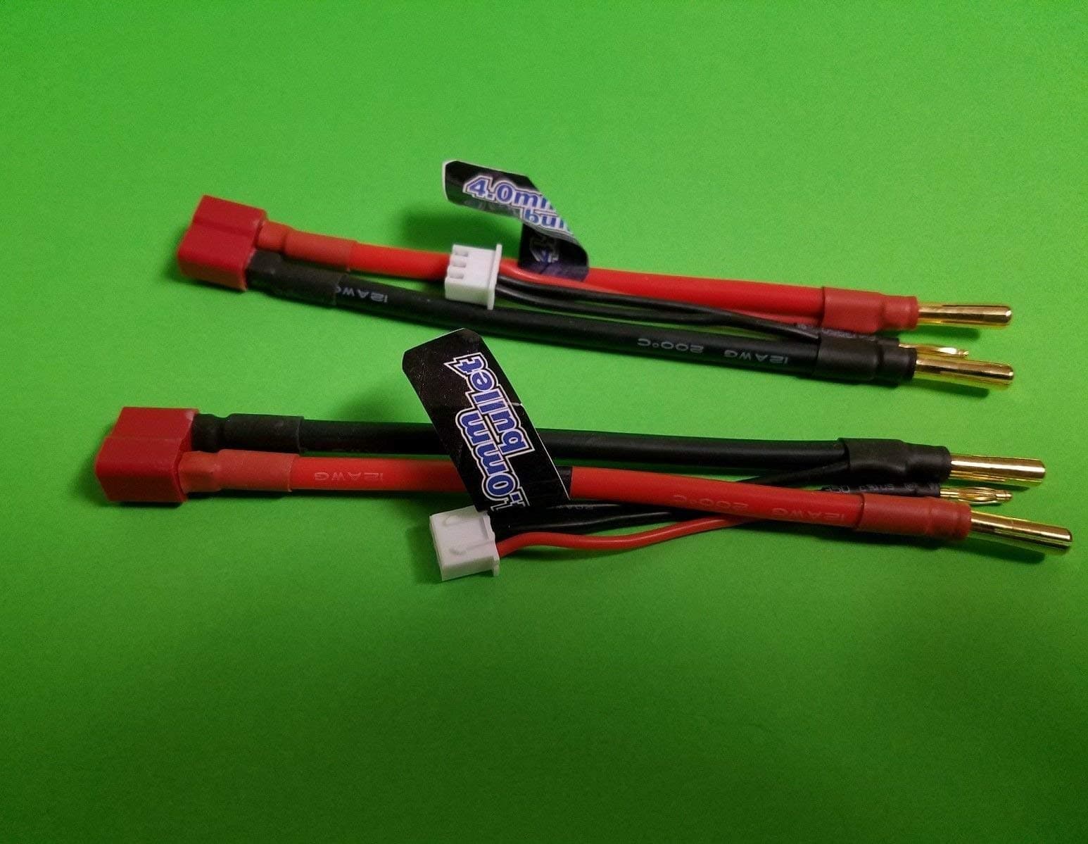 2 Pack 4mm Bullet to Deans t Plug LiPo Battery Harness 2S 7.4v GENS ACE Zippy HPI Venom LECTRON ASSOCIATED Includes CHICAGOLAND RC Coupon