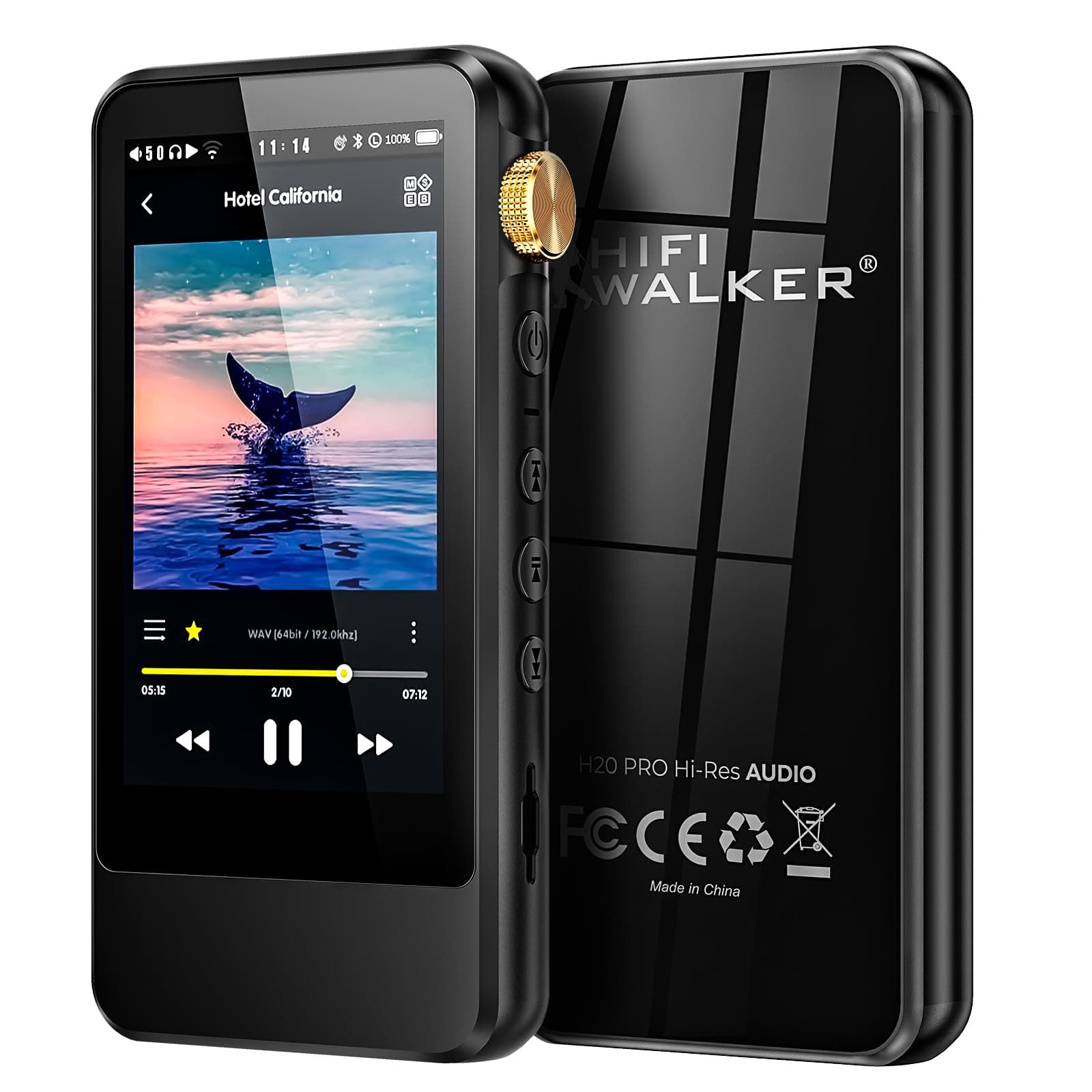 H20 Pro MP3 Player with Bluetooth, HIFI Digital Audio Flac Player, 3.2" Touch Screen Music Player, Portable DAP Lossless DSD256 32bit/192kHz, Hi-Res Bluetooth 5.1 aptX/LDAC,3.5mm+4.4mm BAL