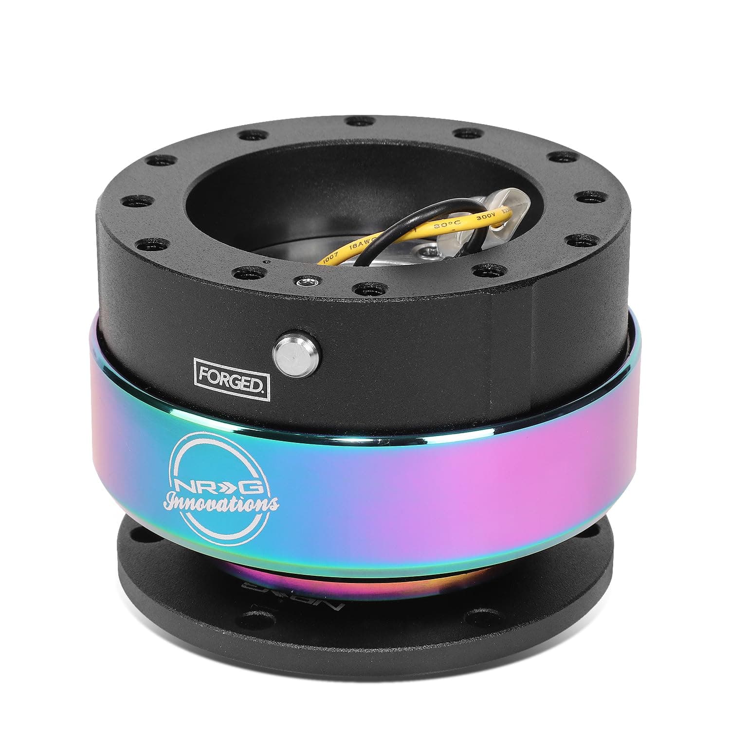 Steering Wheel Quick Release Kit, Black Body, Neo Chrome Ring, 6x70mm & 6x74mm Bolt Pattern, NRG-SRK-200BK-MC