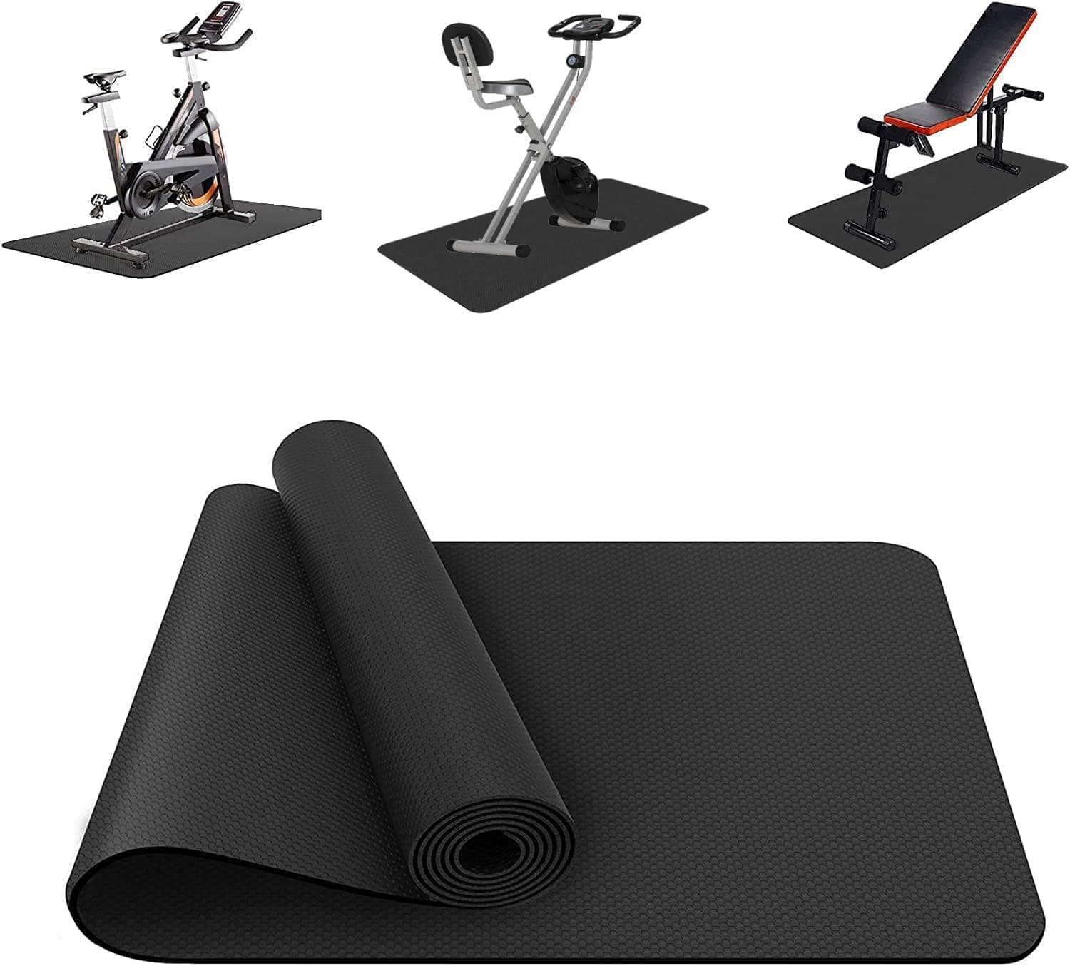 Treadmill Mat, Exercise Equipment Mat Heavy-Duty Protective Floor mat for Under Stationary Bike, Spin Bike, Fitness Equipment,120cm x 60cm,Black